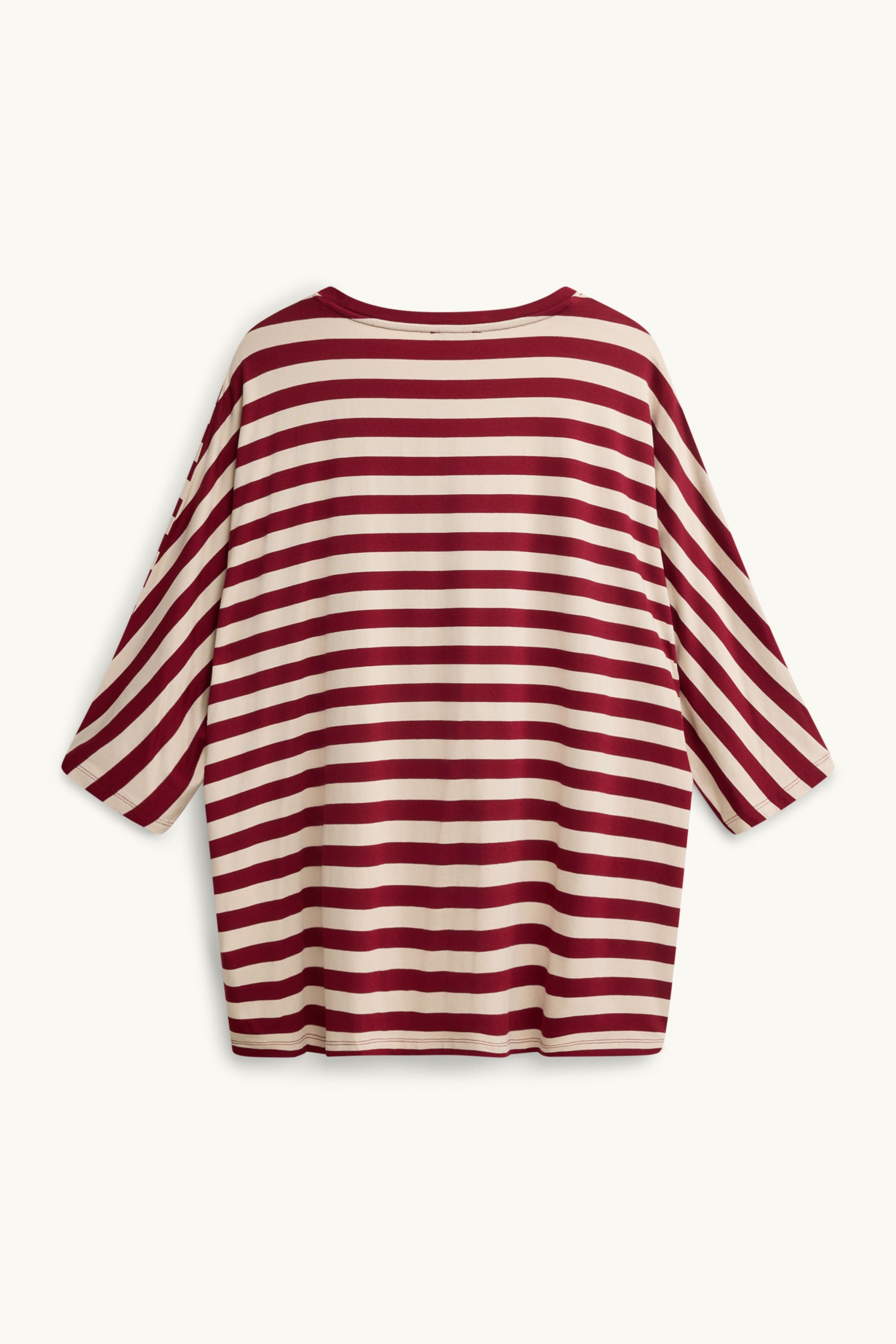 T-shirt - regular fit - striped beige / bordeaux