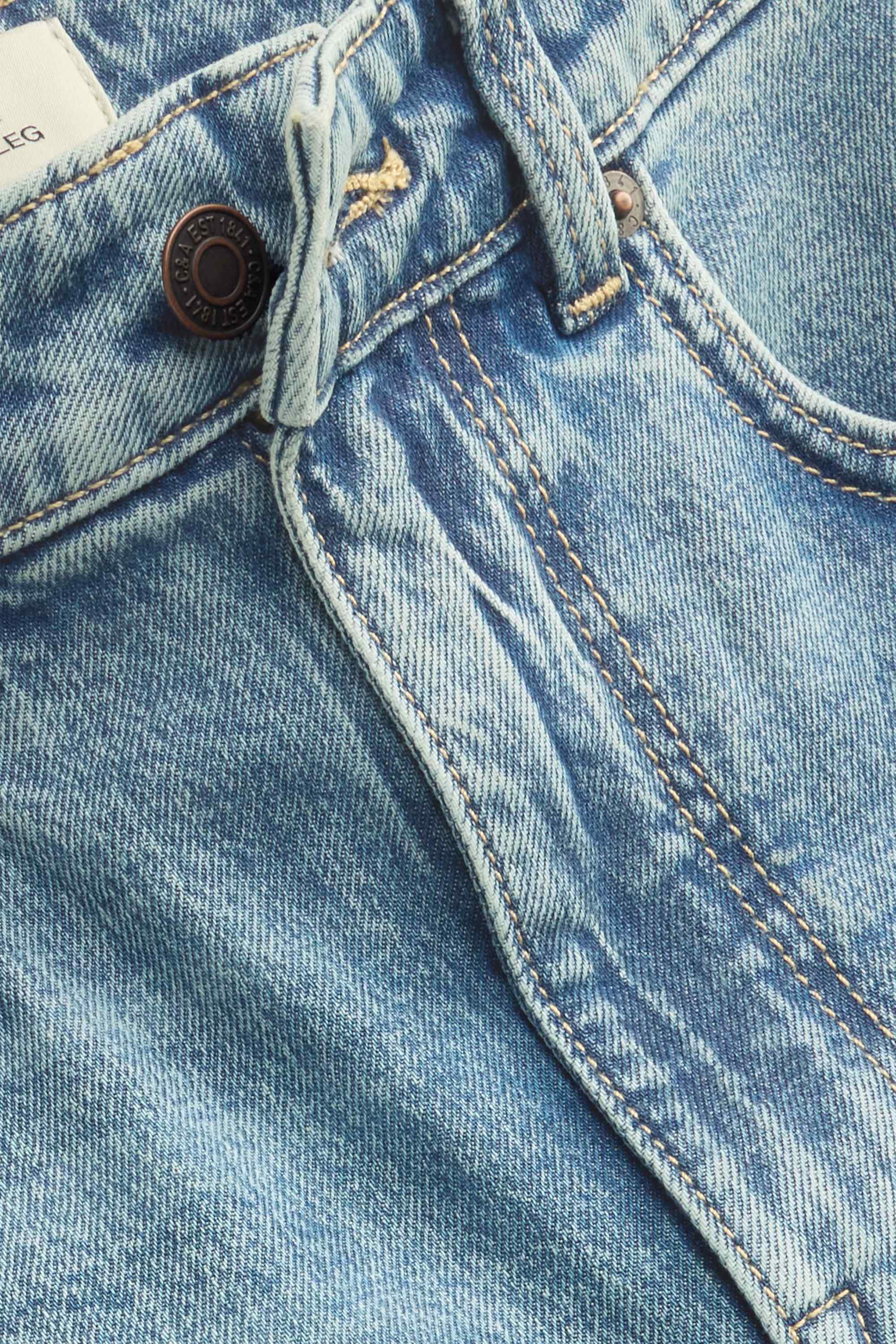 Cropped wide leg jeans - high waist blue denim (1)