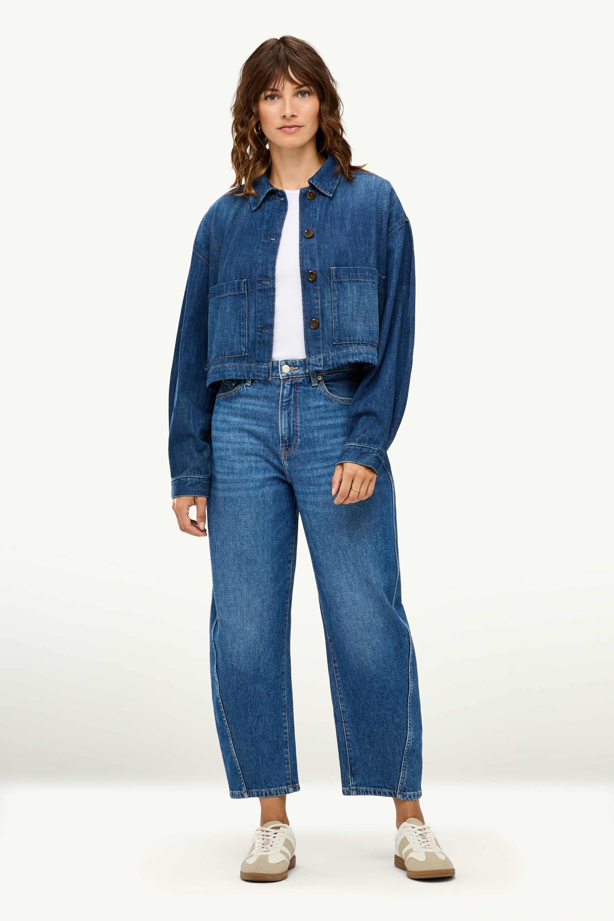 Barrel jeans - high waist blue denim