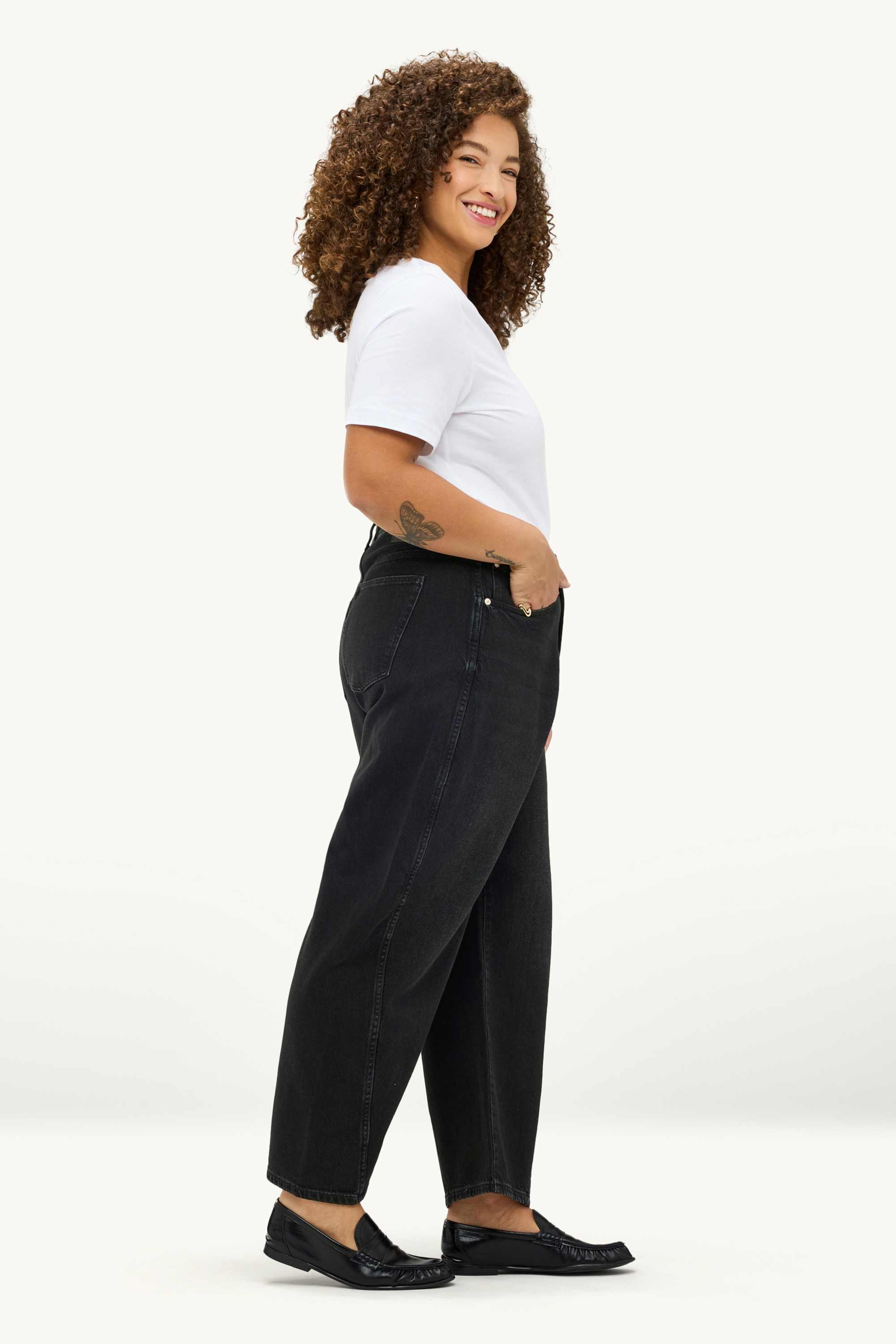 Barrel jeans - high waist black