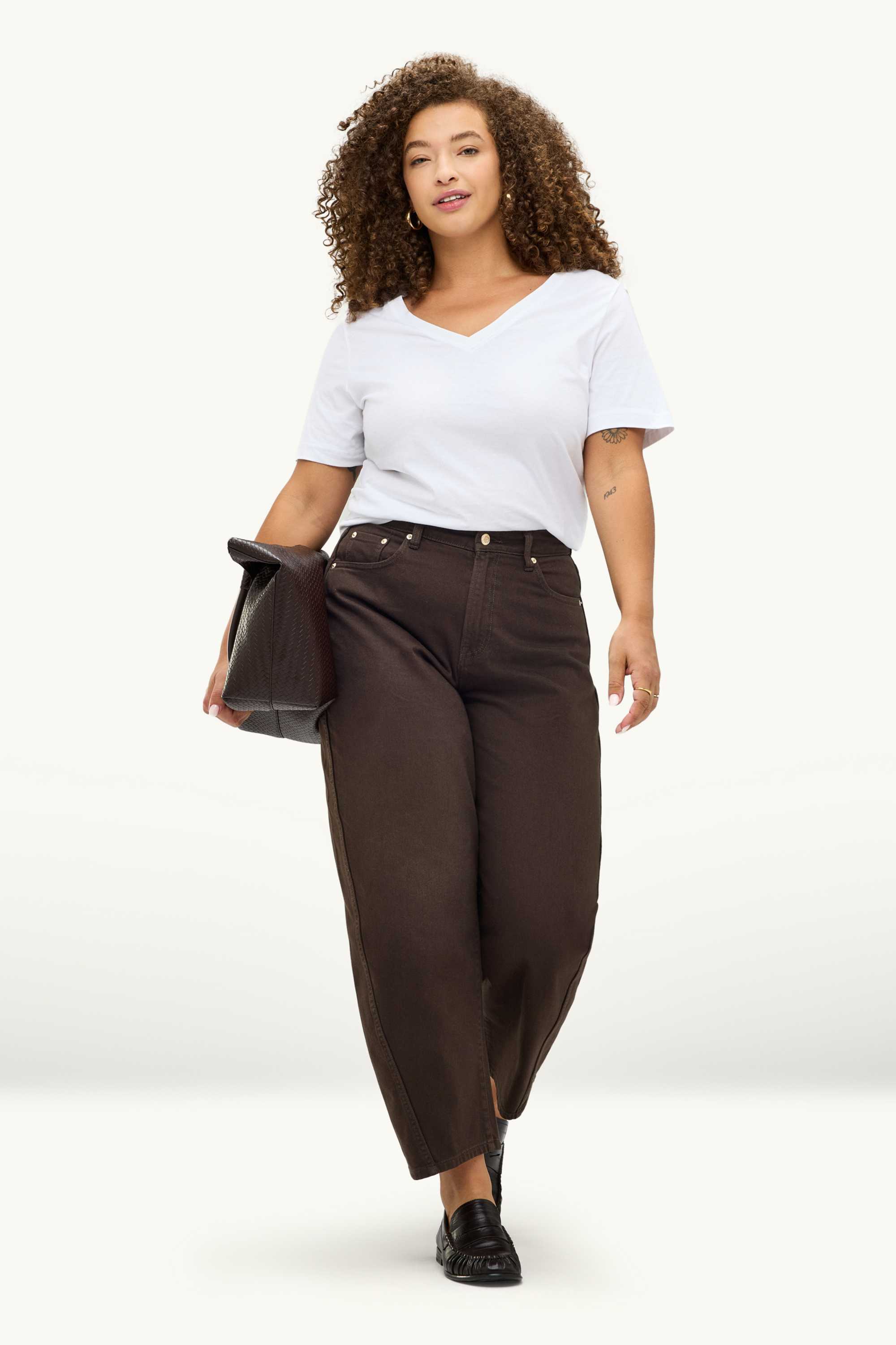 Barrel jeans - high waist dark brown