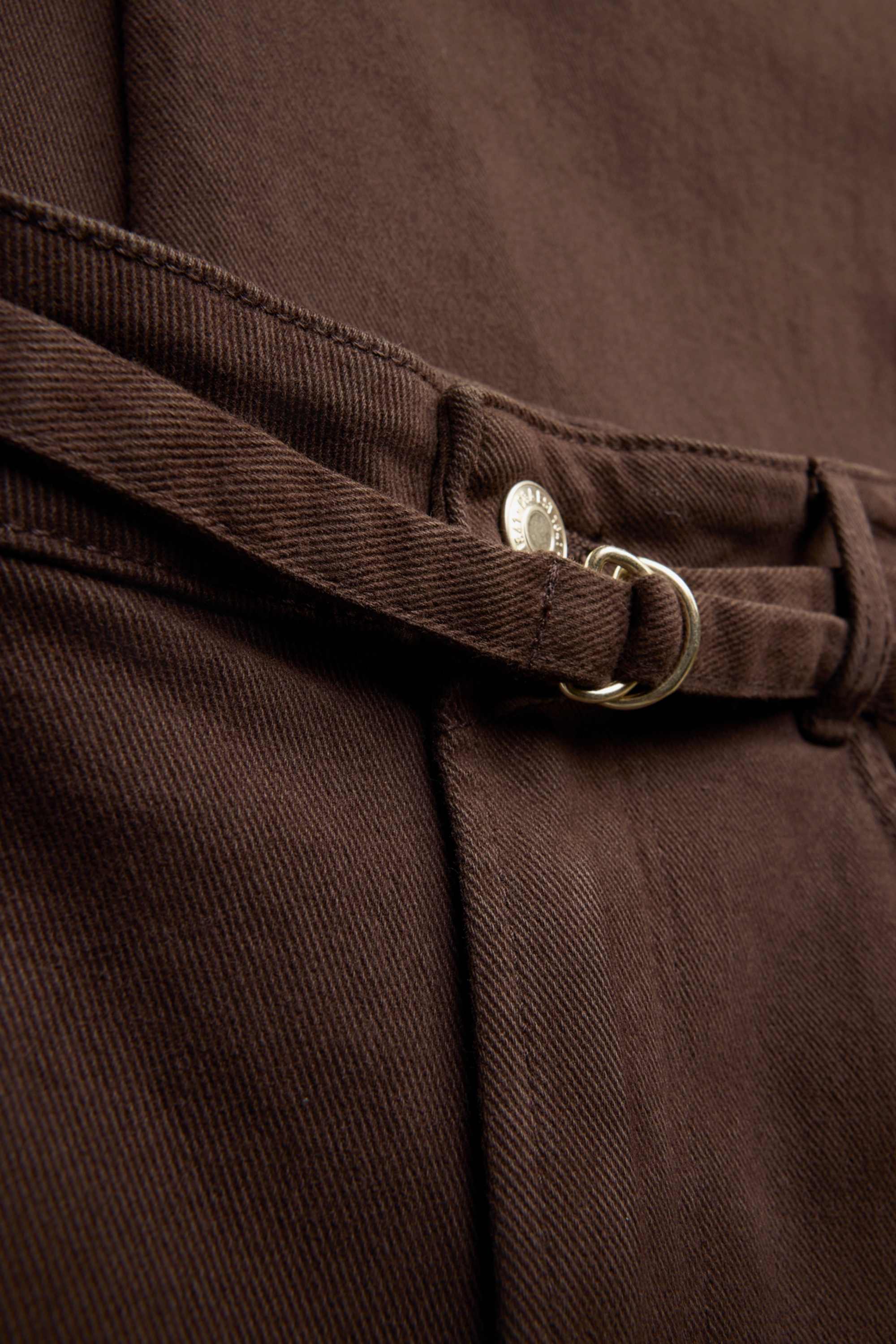 Wide leg jeans with belt - high waist dark brown