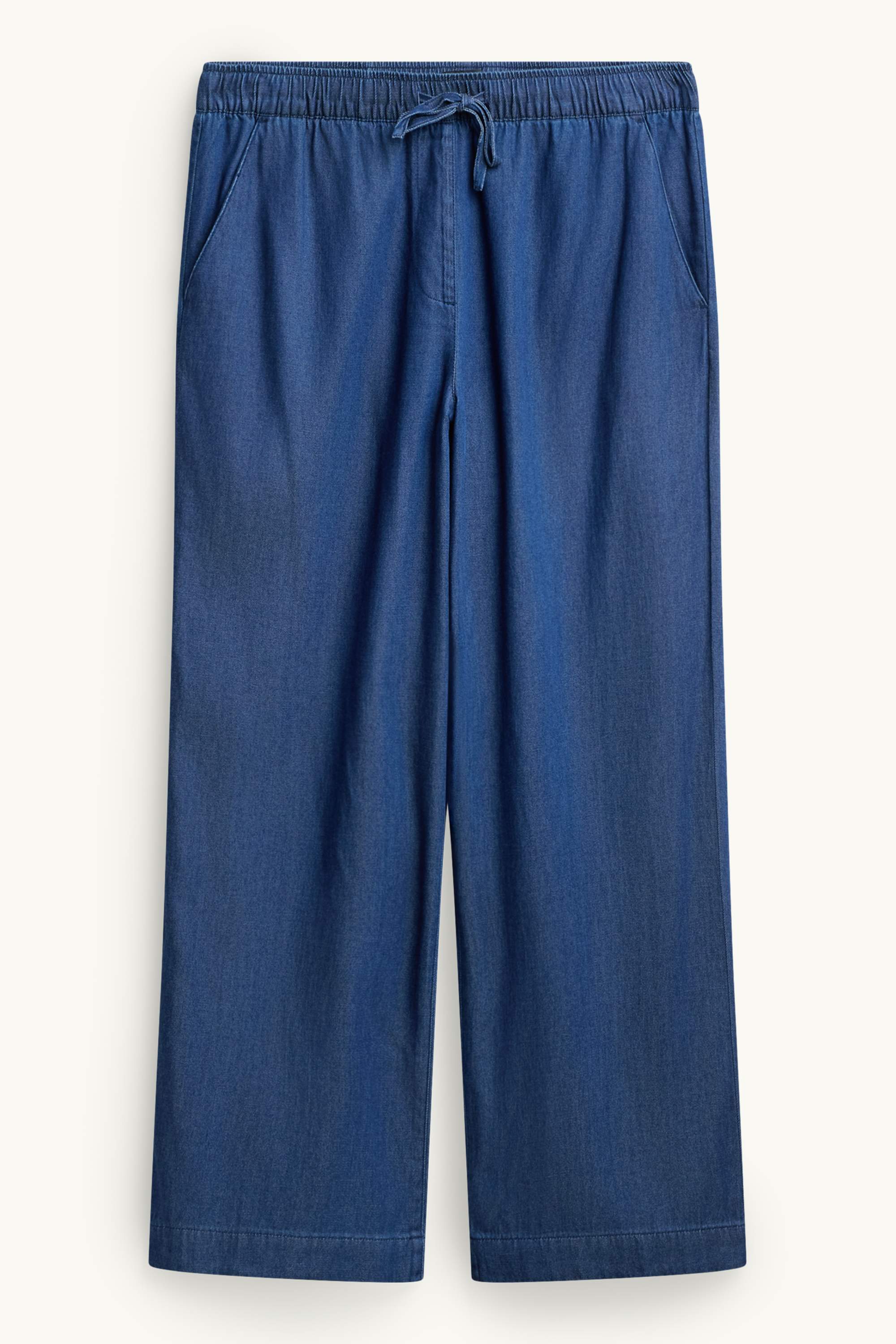 Cloth trousers - high waist - wide leg - denim look blue denim