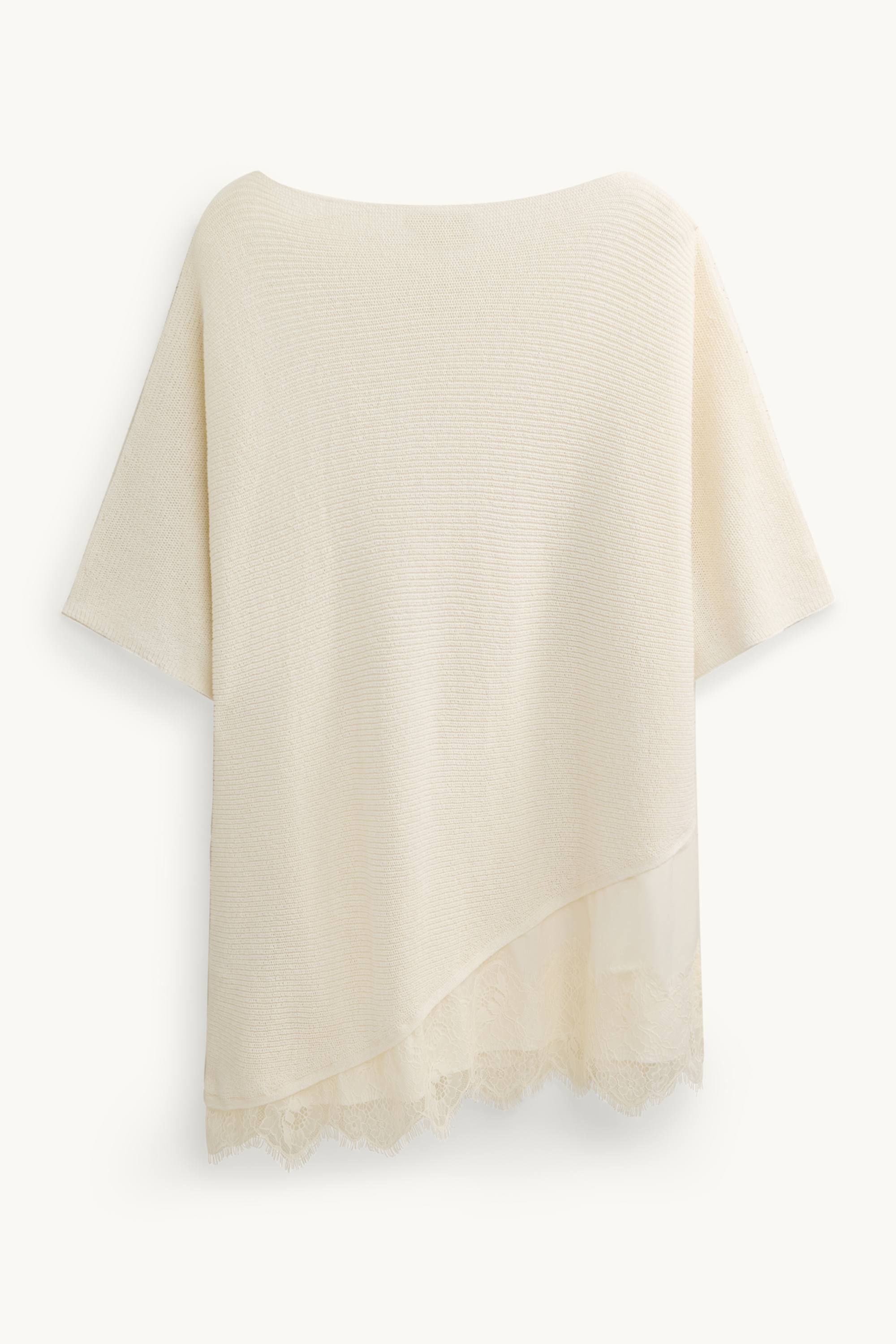 Knitted jumper - short sleeve - ribbed cremewhite