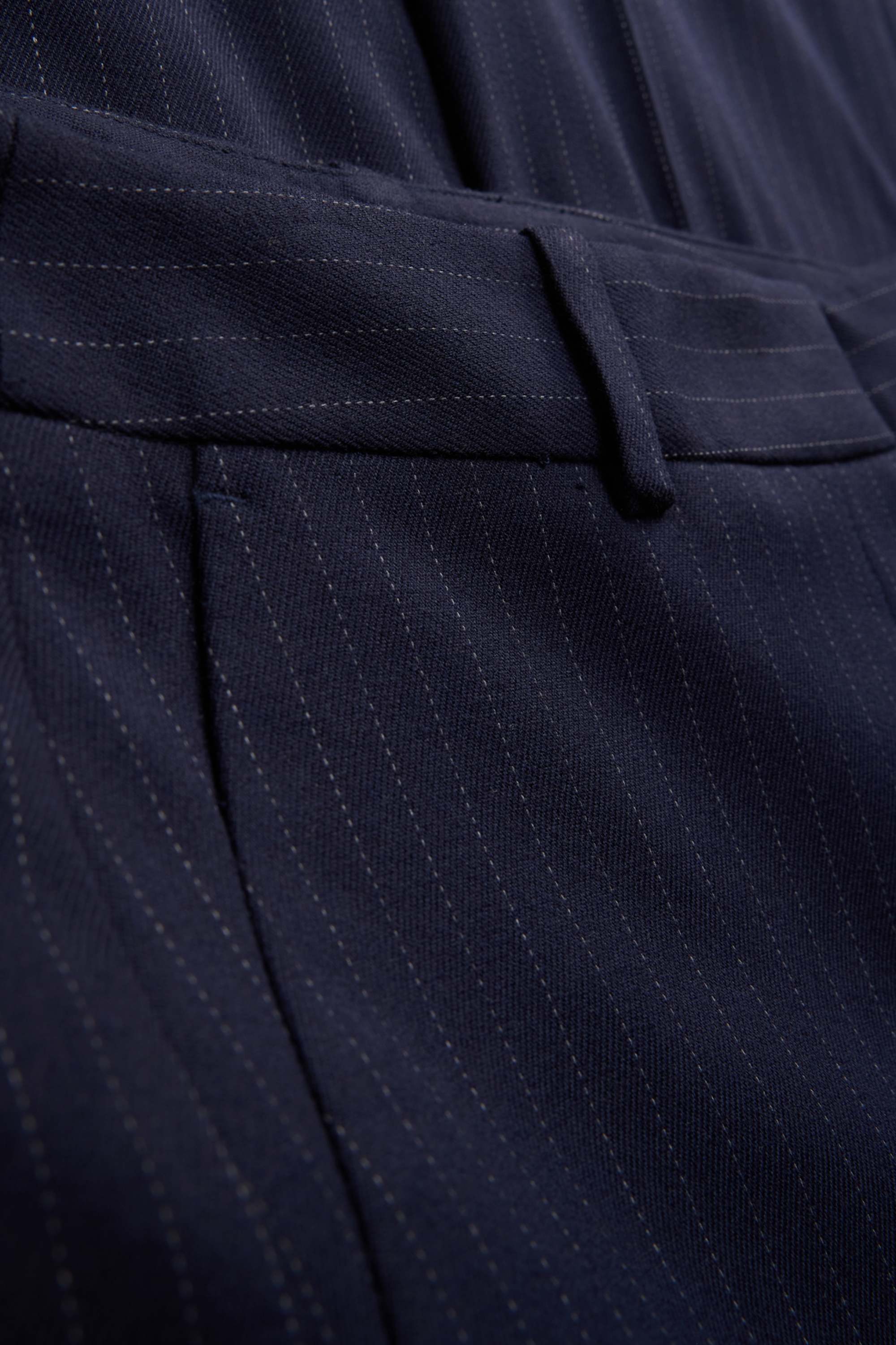 Business trousers - high waist - wide leg - striped dark blue