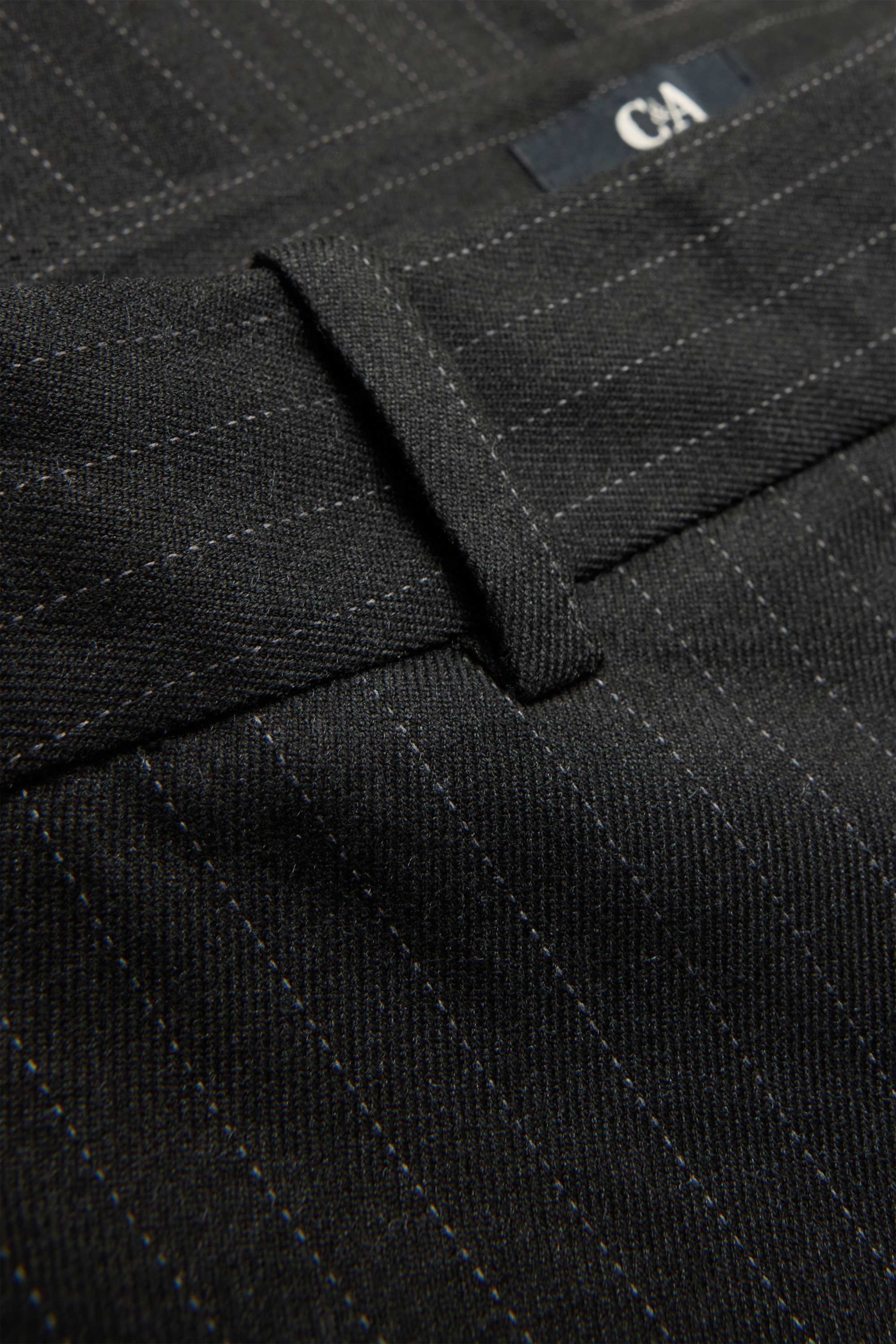 Business trousers - high waist - wide leg - striped black