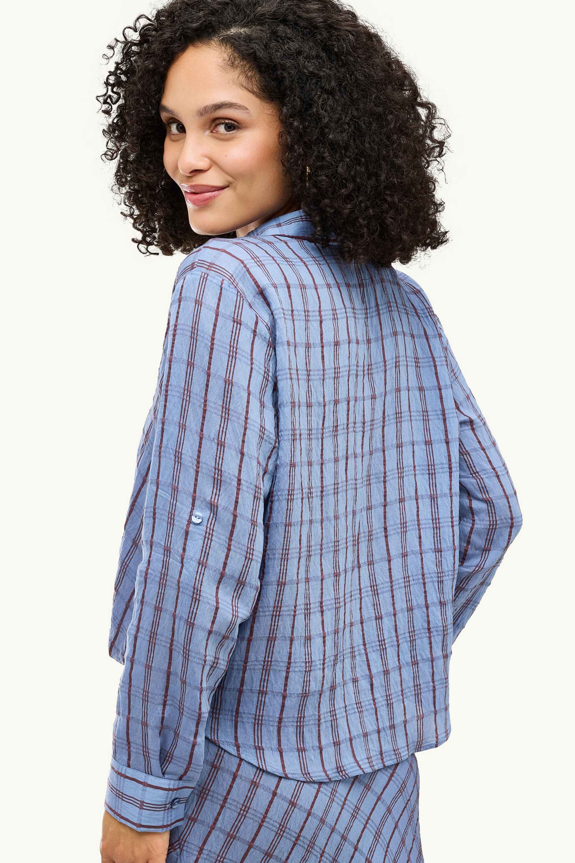 Blouse with knot detail - patterned blue