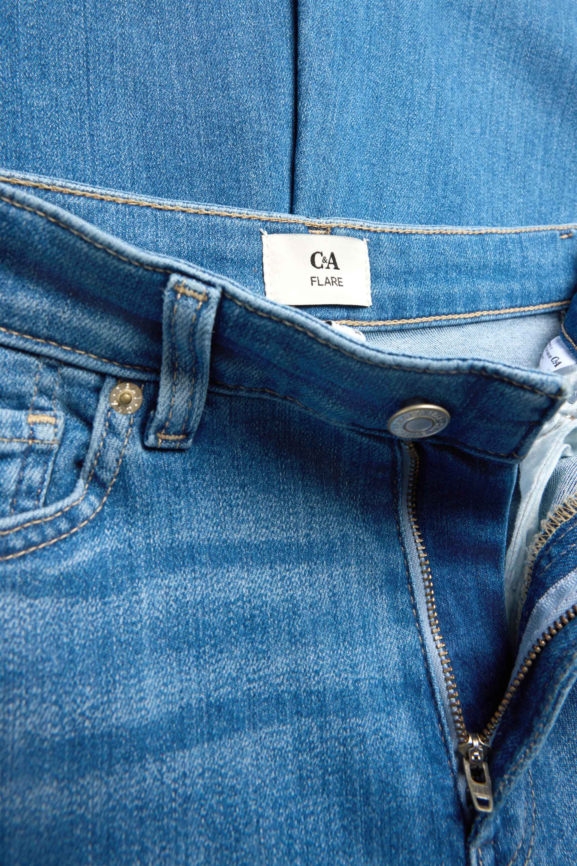 Flared jeans - mid-rise waist blue denim (2)