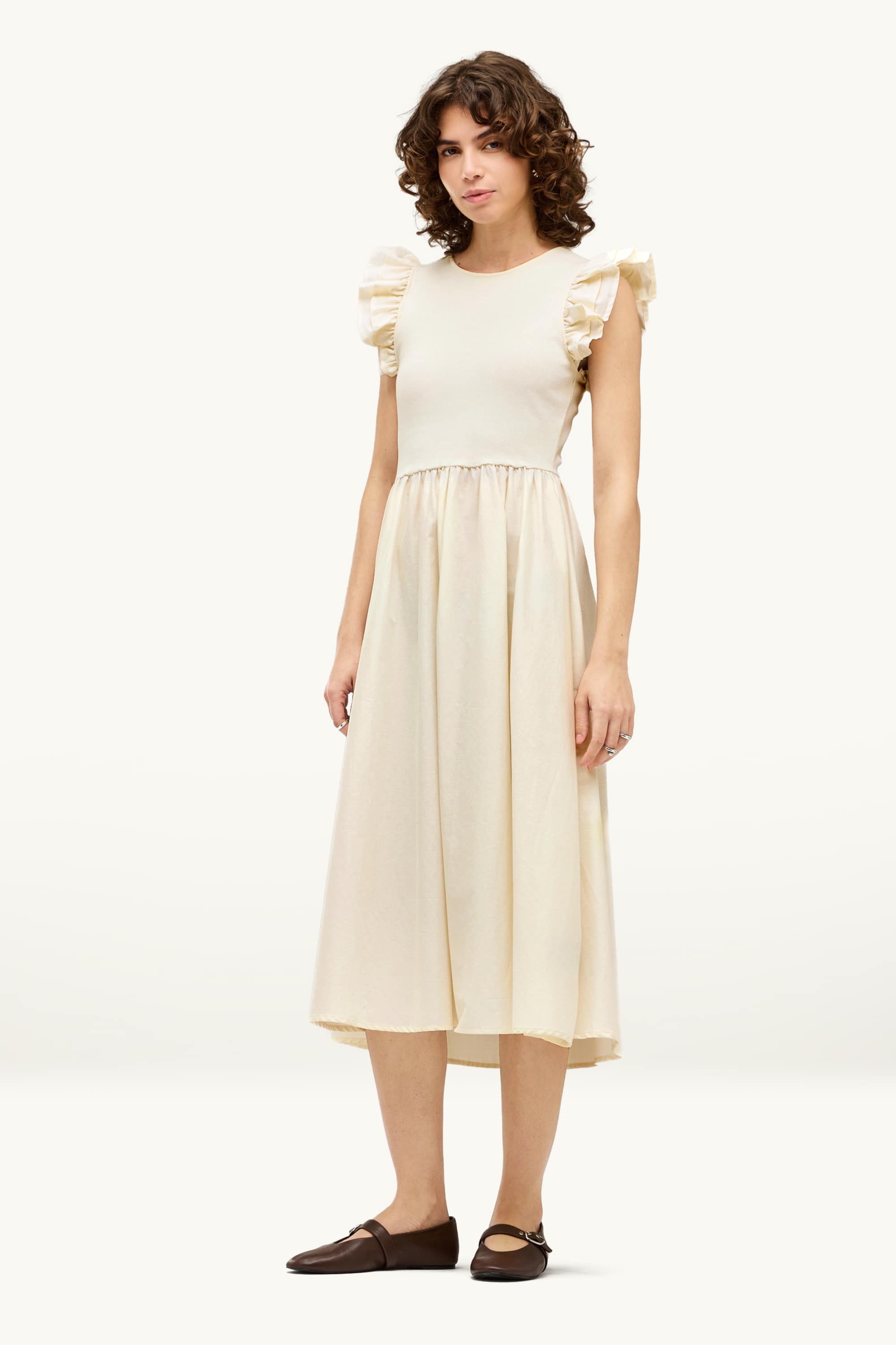Fit & flare dress - ribbed cremewhite
