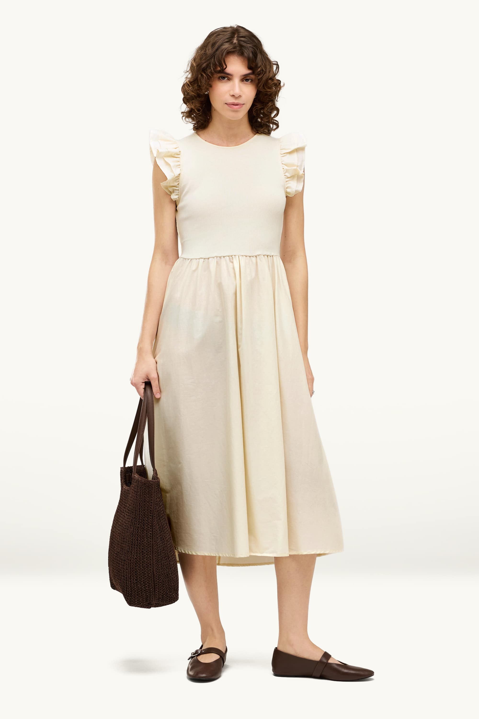 Fit & flare dress - ribbed cremewhite