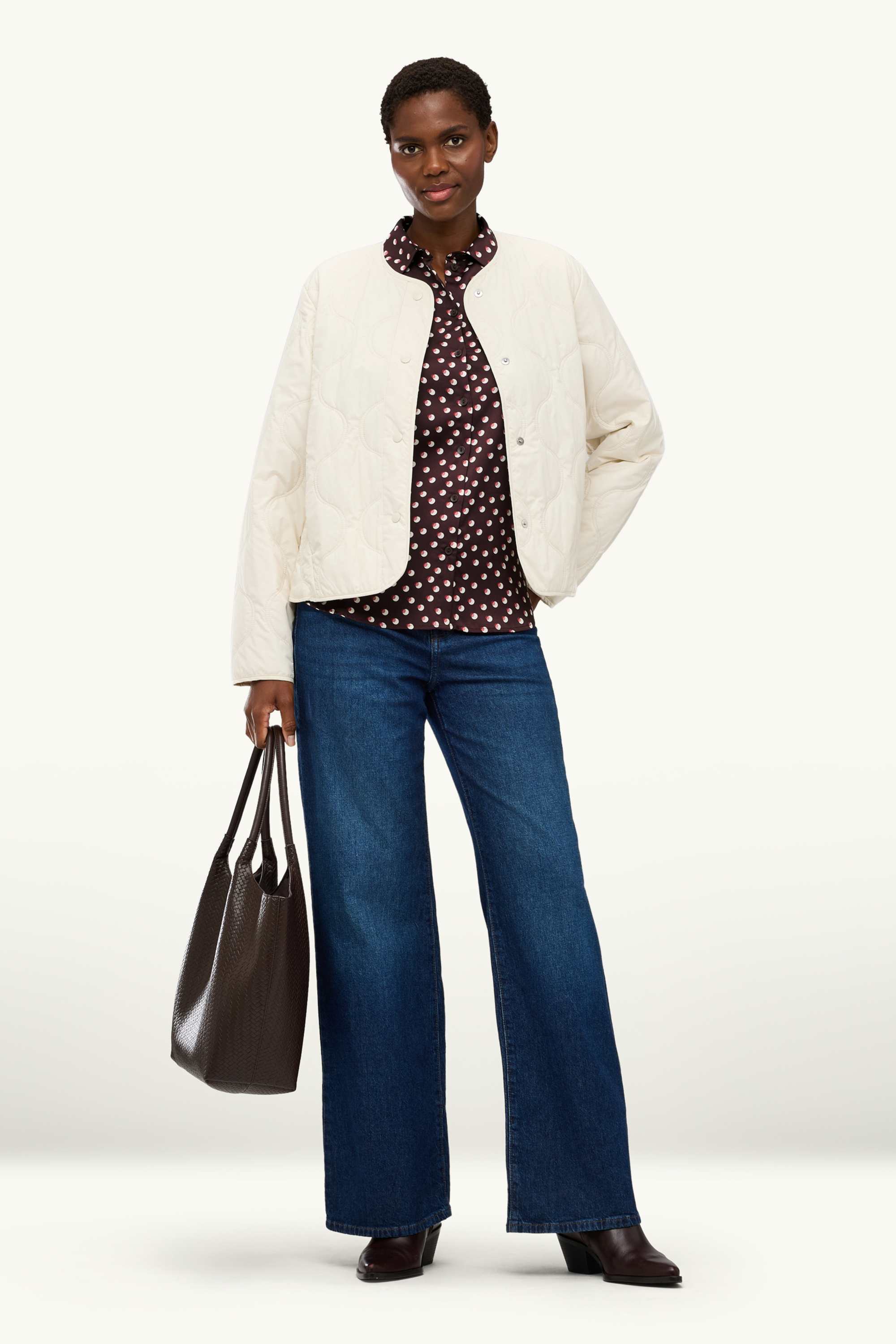 Shirt blouse - polka dot bordeaux / white