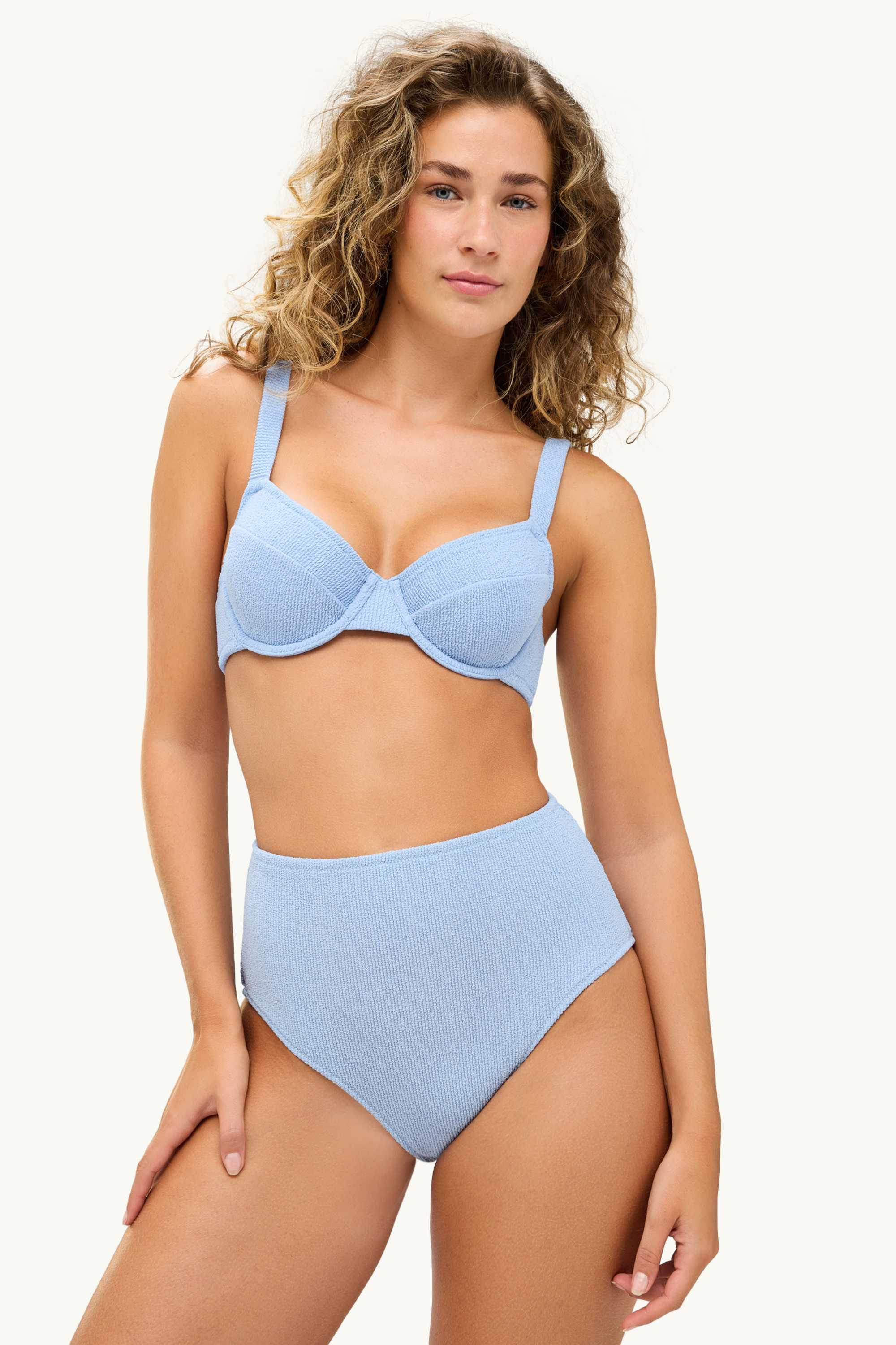 Bikini bottoms - high waist - LYCRA® XTRA LIFE™ light blue