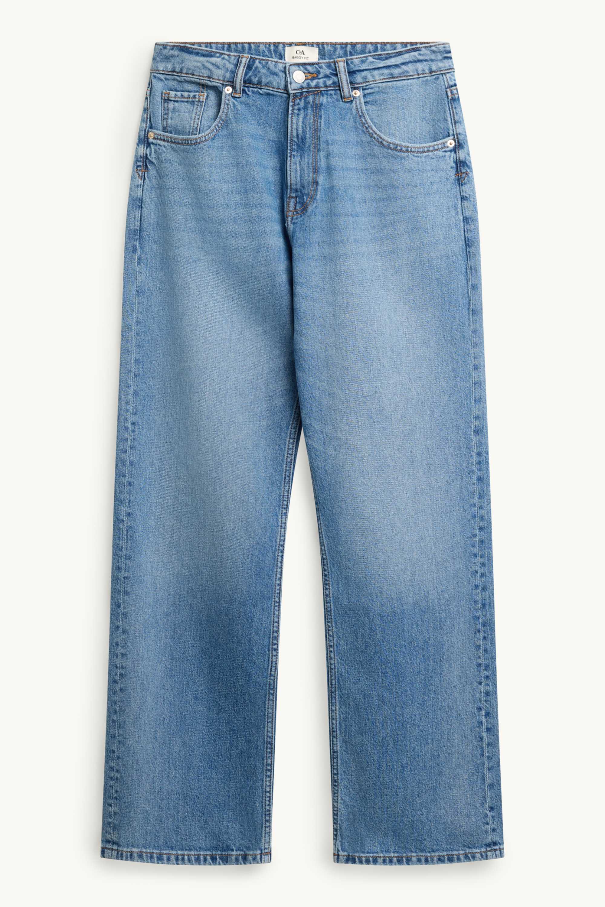 Baggy jeans - mid-rise waist blue denim