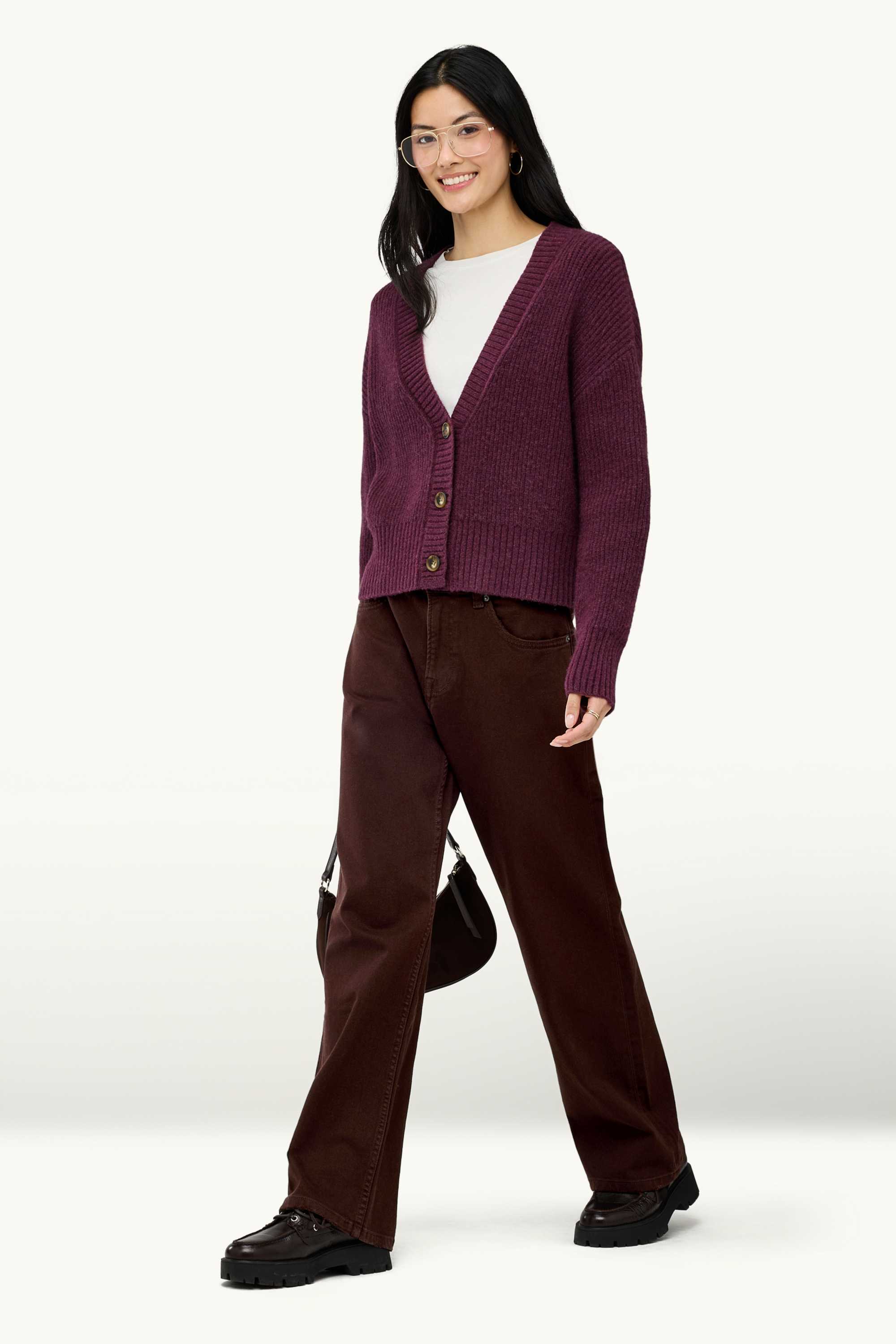 Baggy jeans - mid-rise waist dark brown