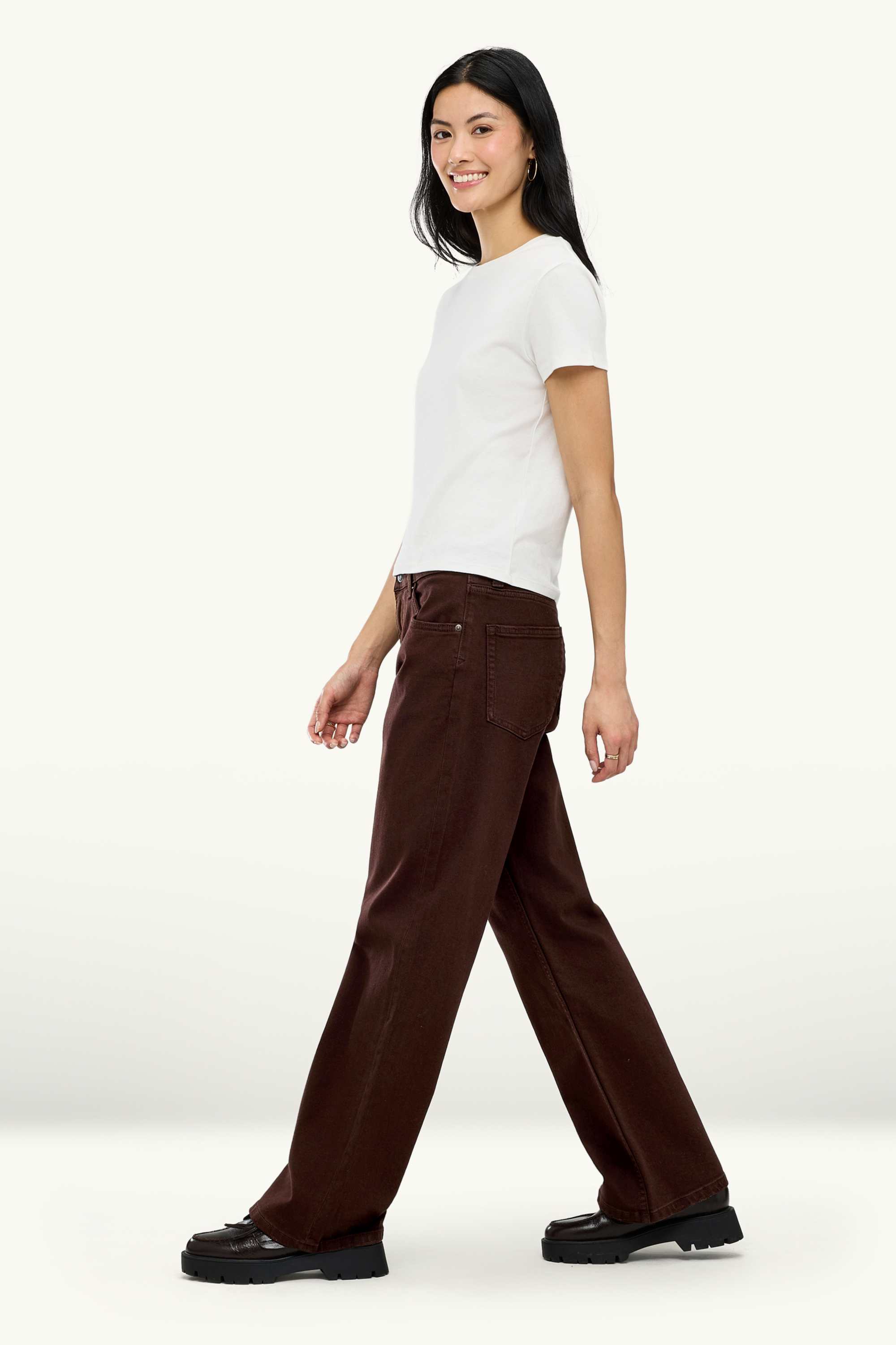 Baggy jeans - mid-rise waist dark brown