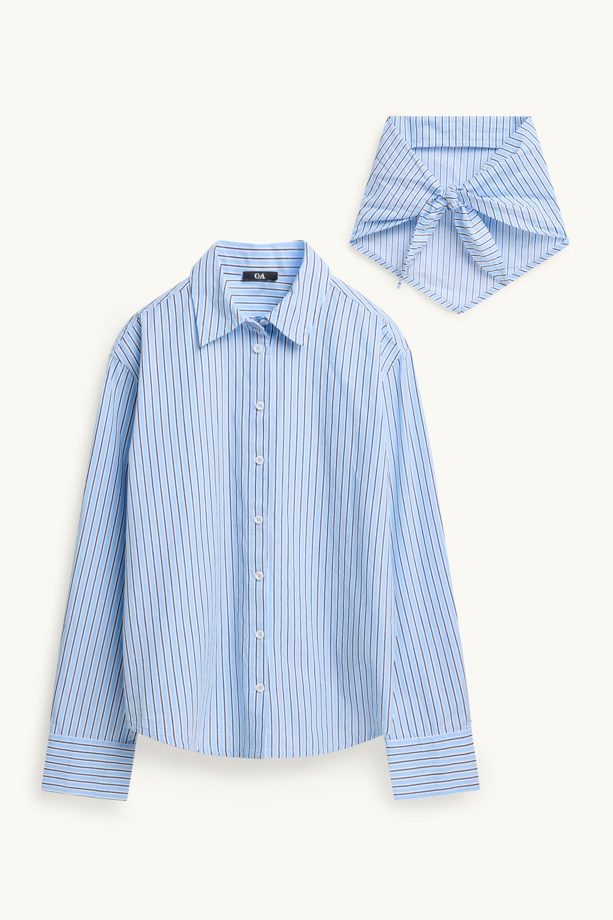 Set - shirt blouse and neckerchief - striped light blue