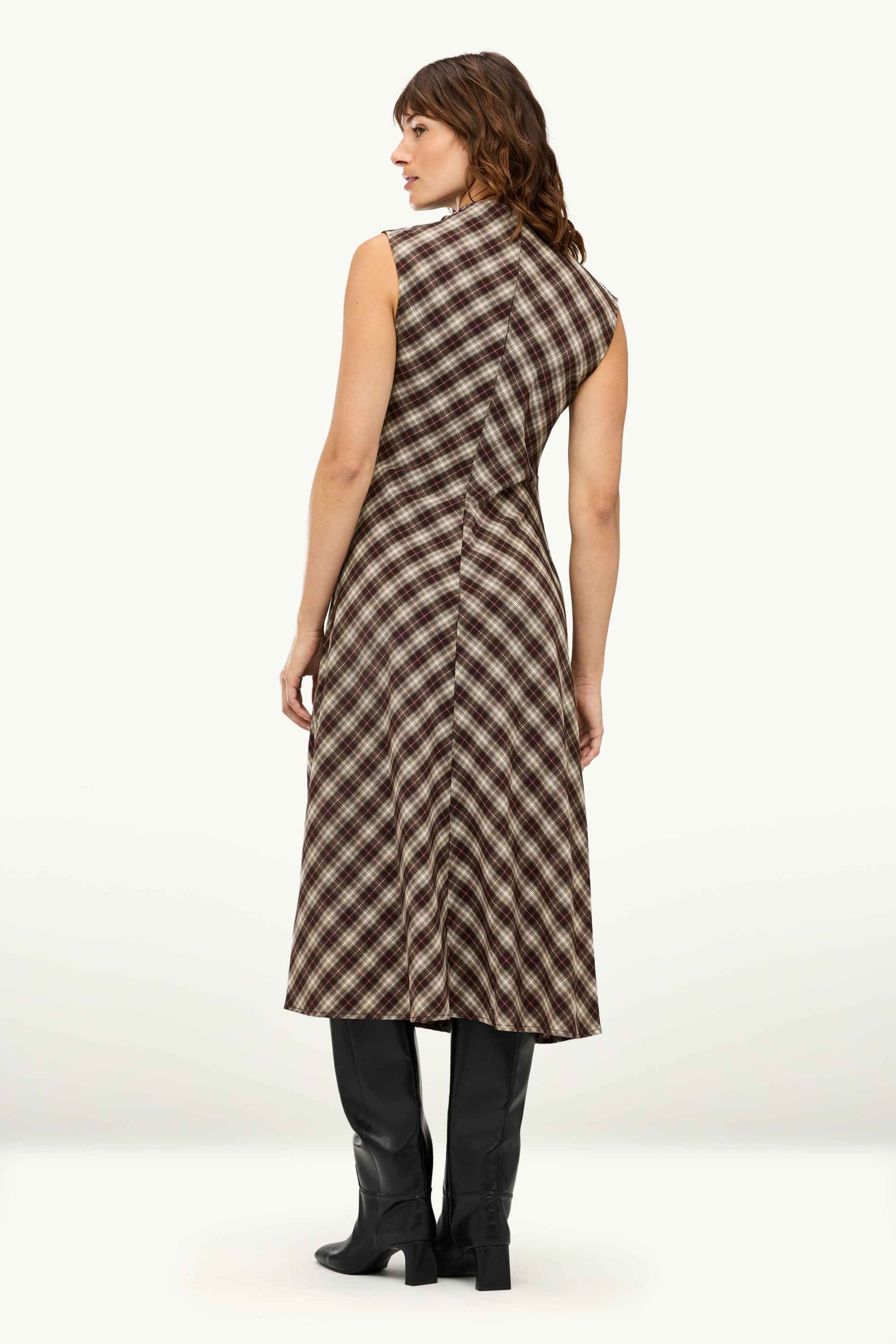 A-line dress - check brown / cremewhite