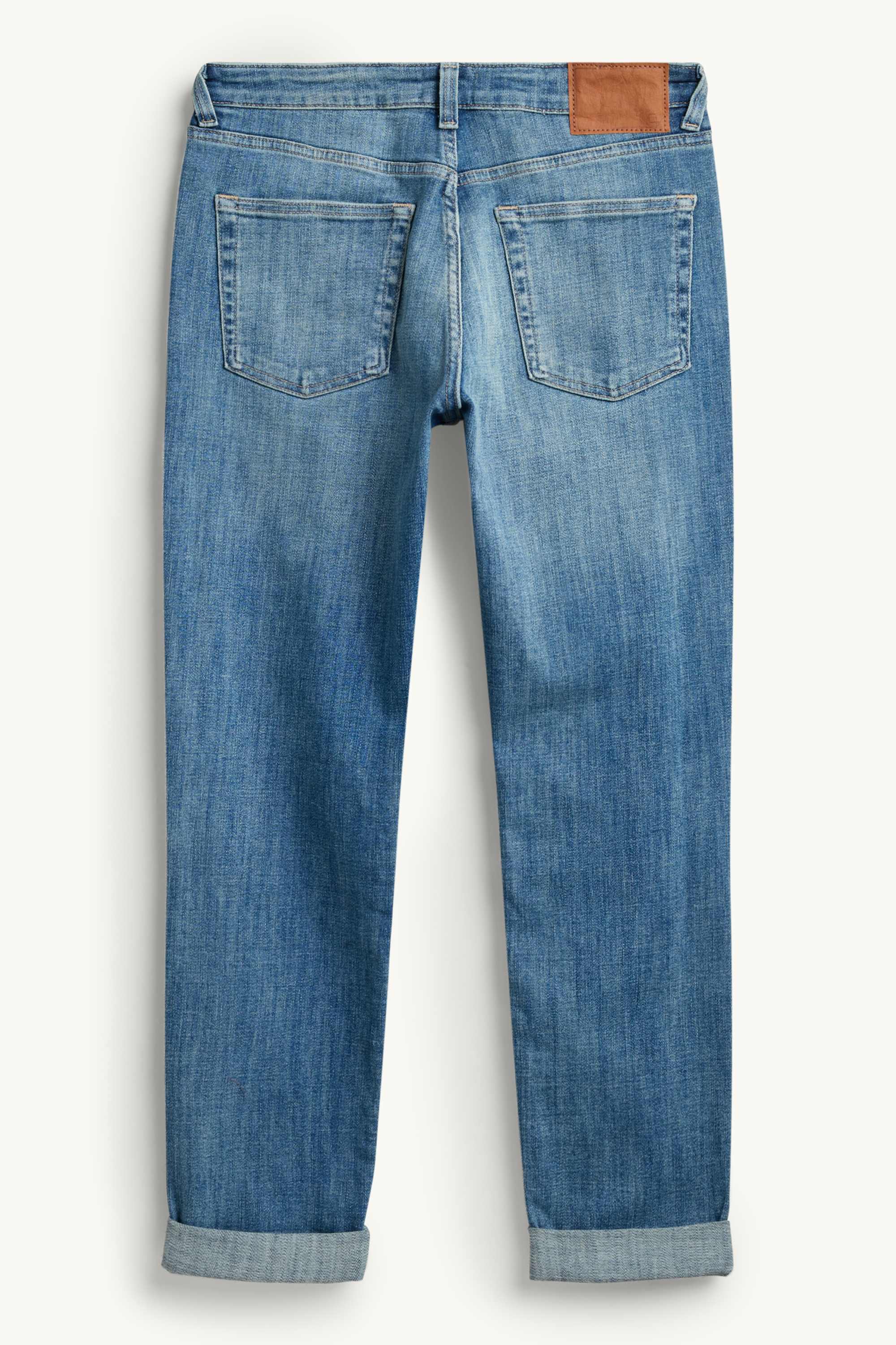 Boyfriend jeans - mid-rise waist blue denim