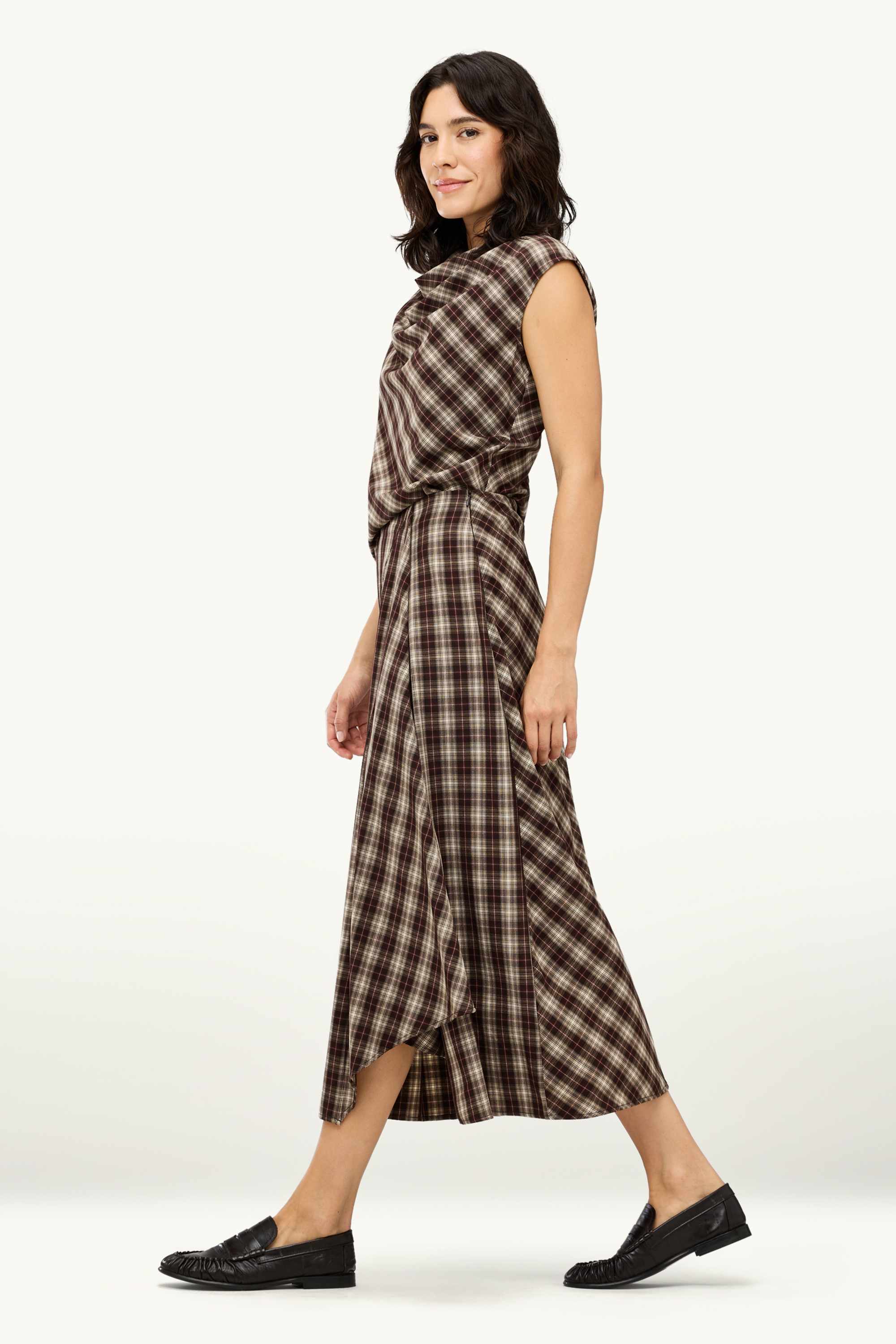 Skirt - check beige / brown