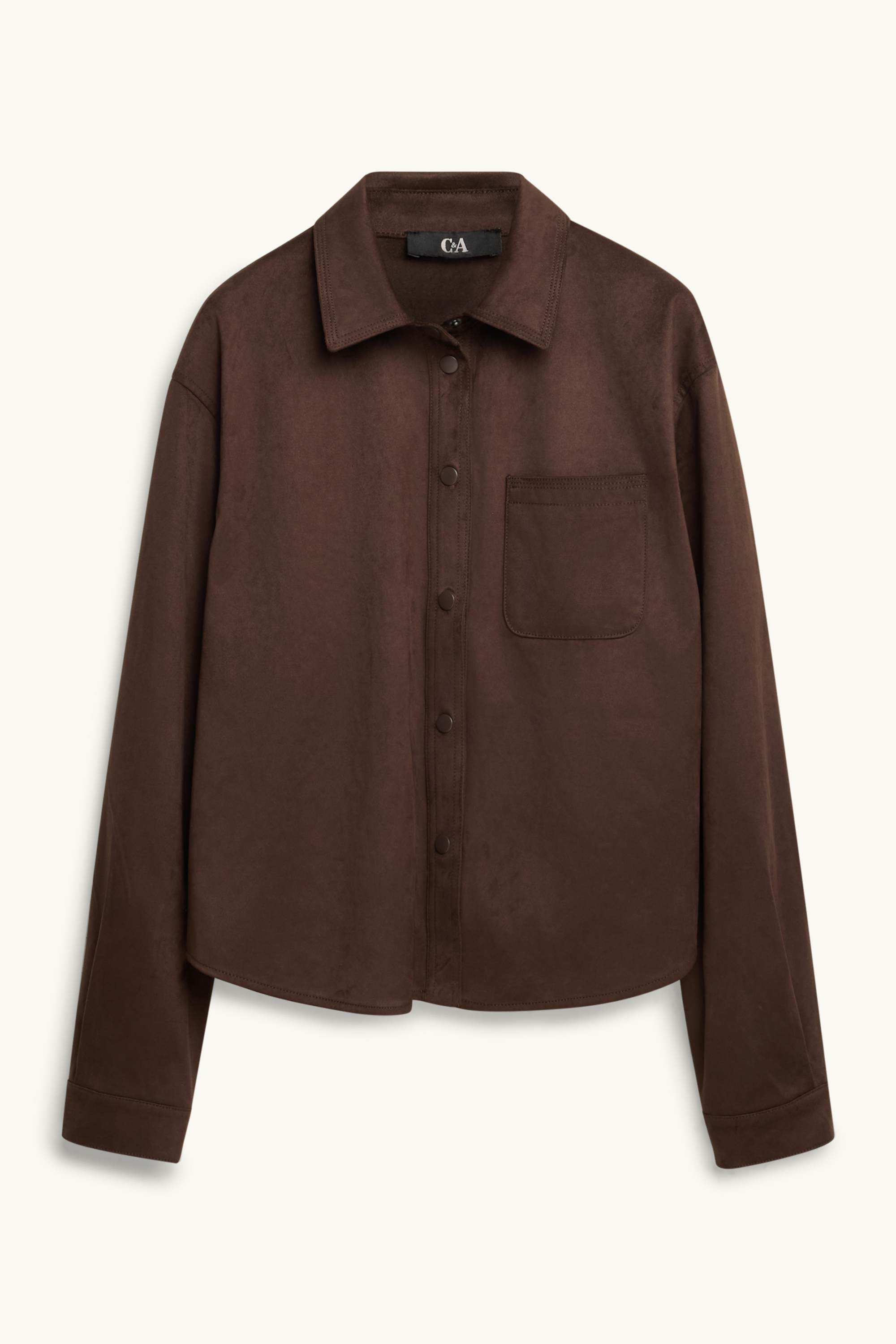Shirt blouse - faux suede dark brown