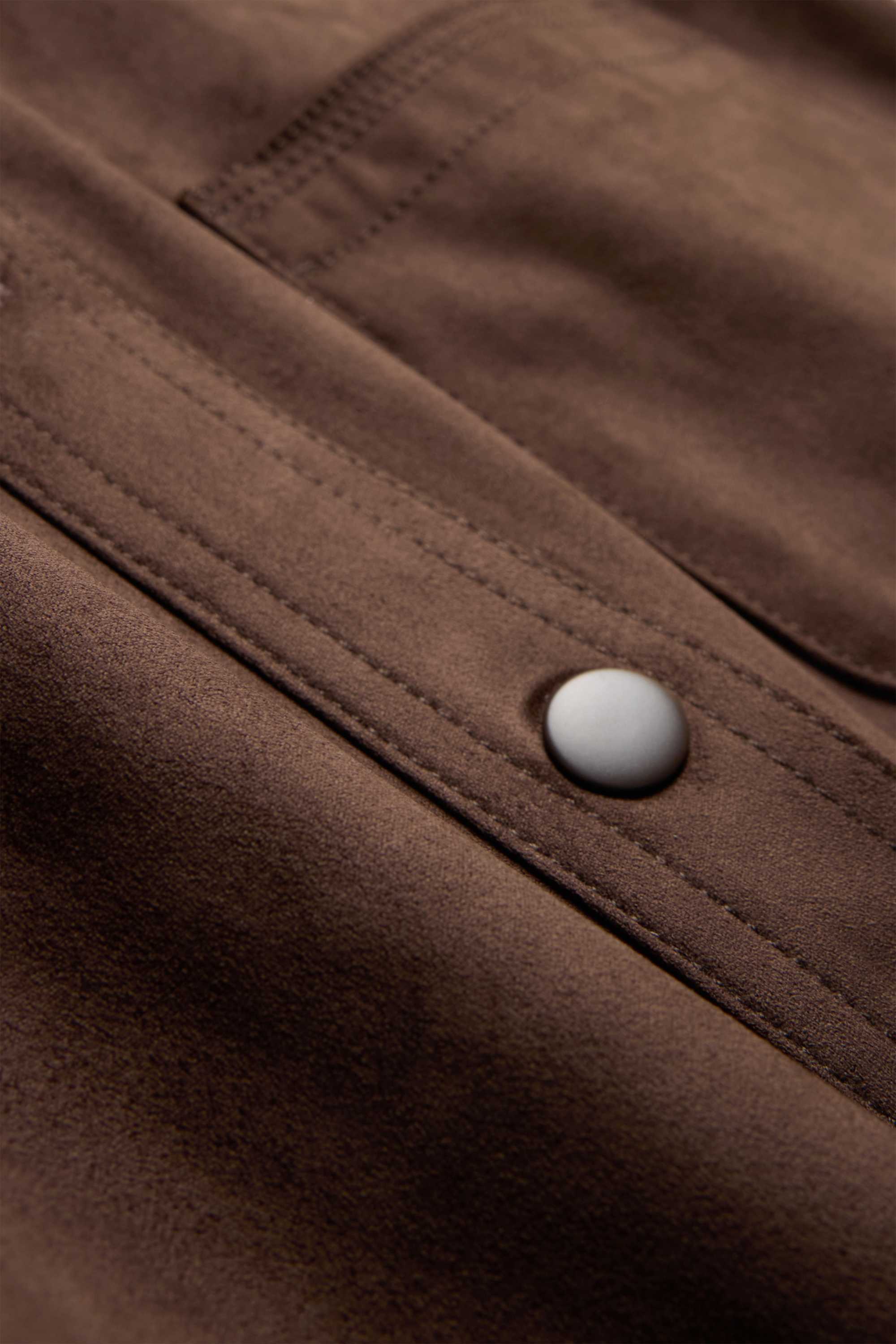 Shirt blouse - faux suede dark brown