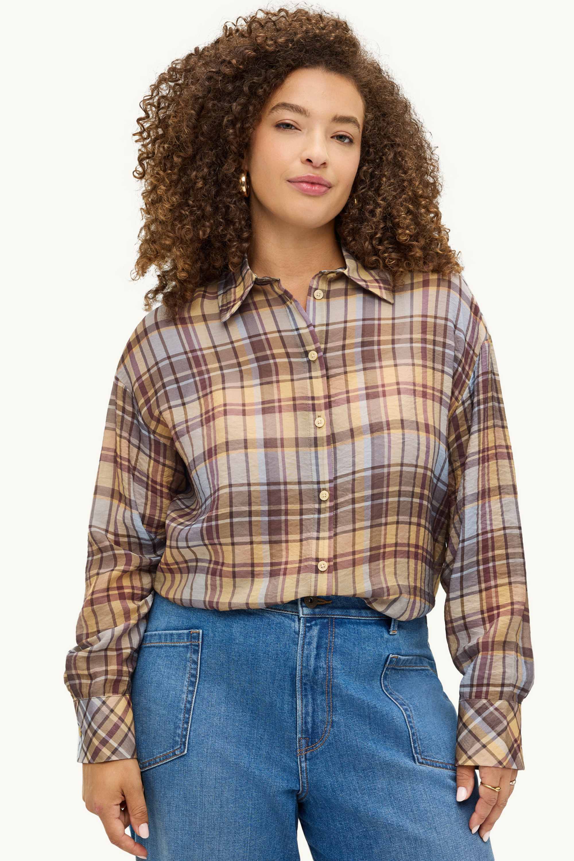 Shirt blouse - check beige / blue