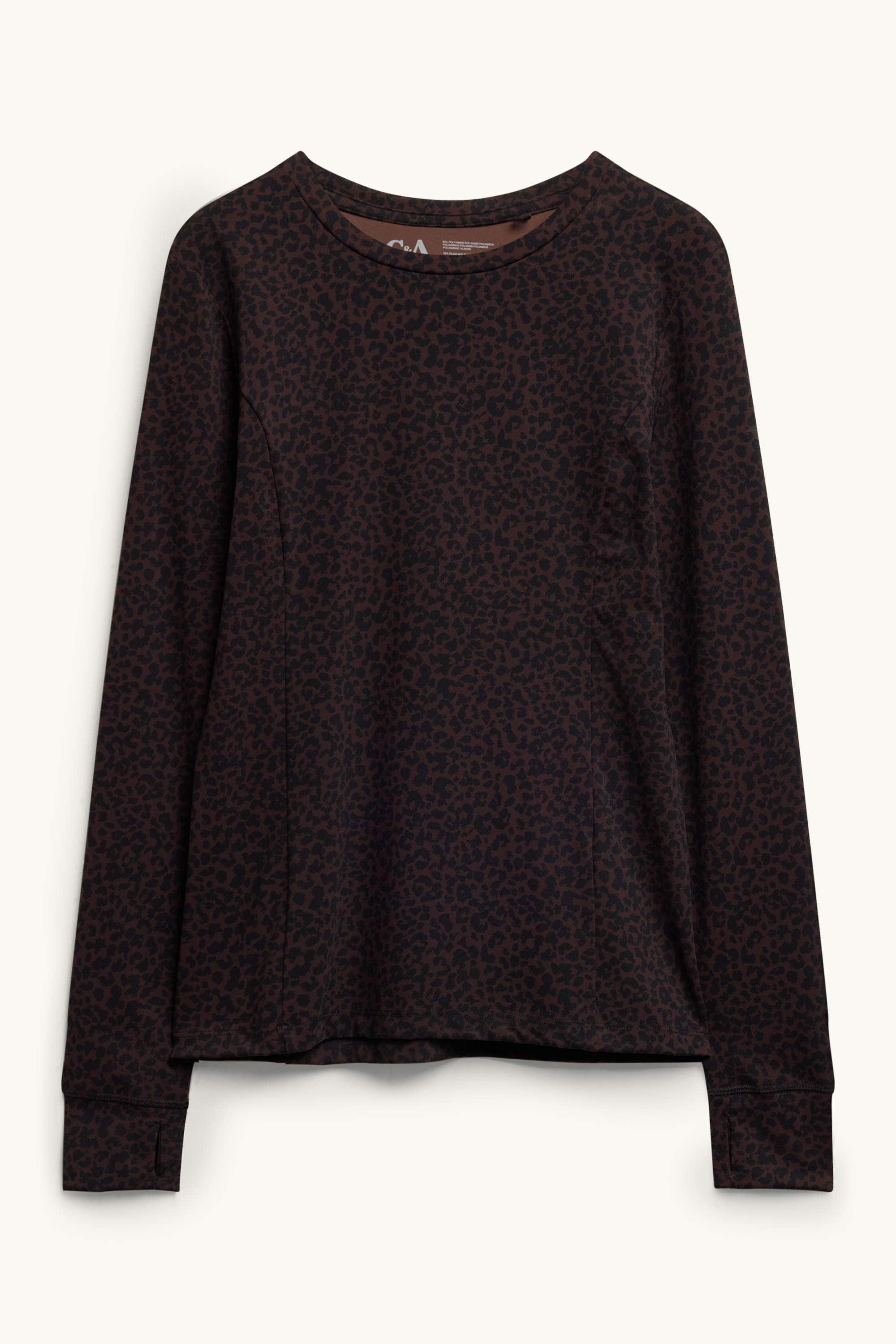 Technical long sleeve top - slim fit - 4 Way Stretch - leopard print dark brown