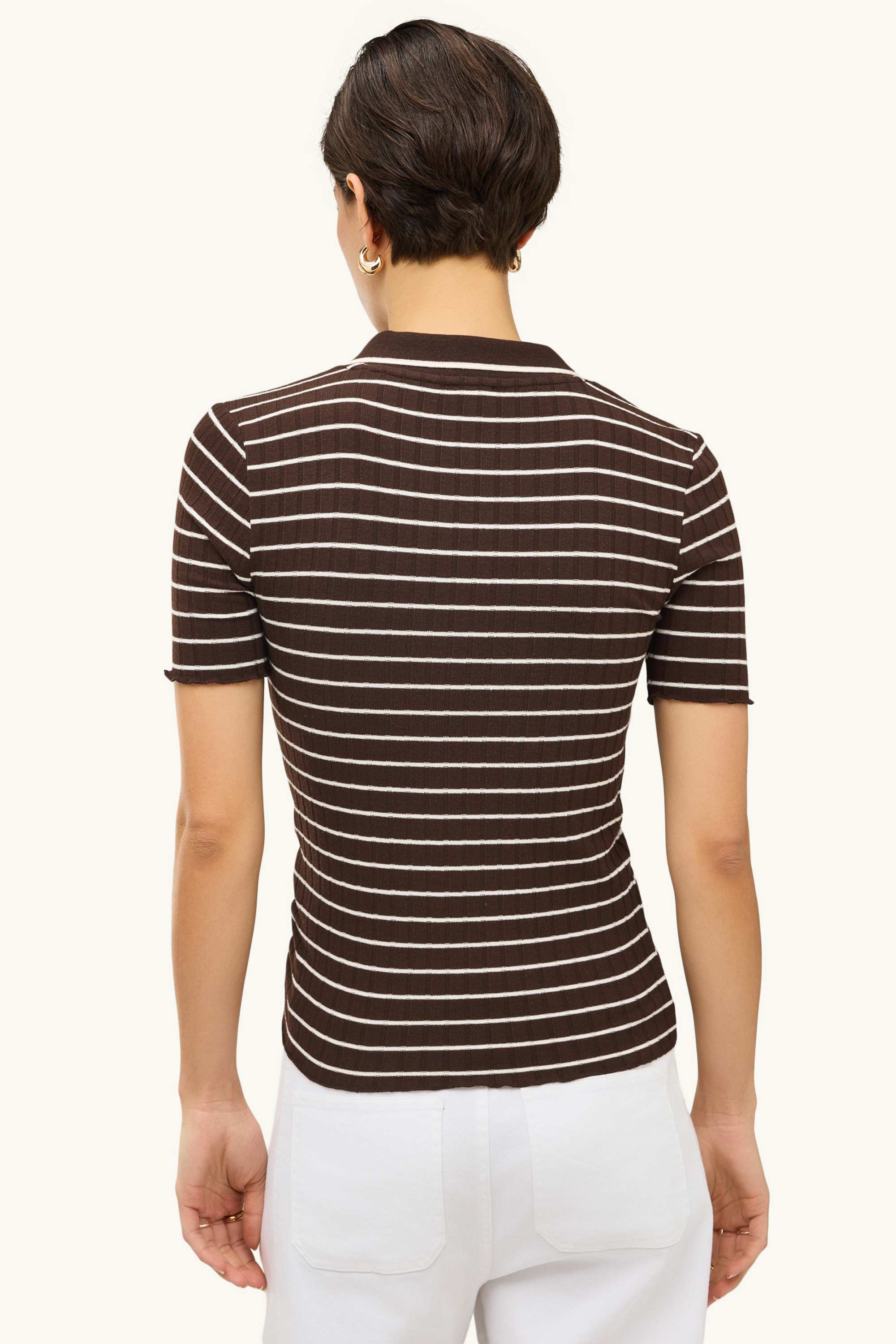 Polo shirt - regular fit - ribbed - striped brown