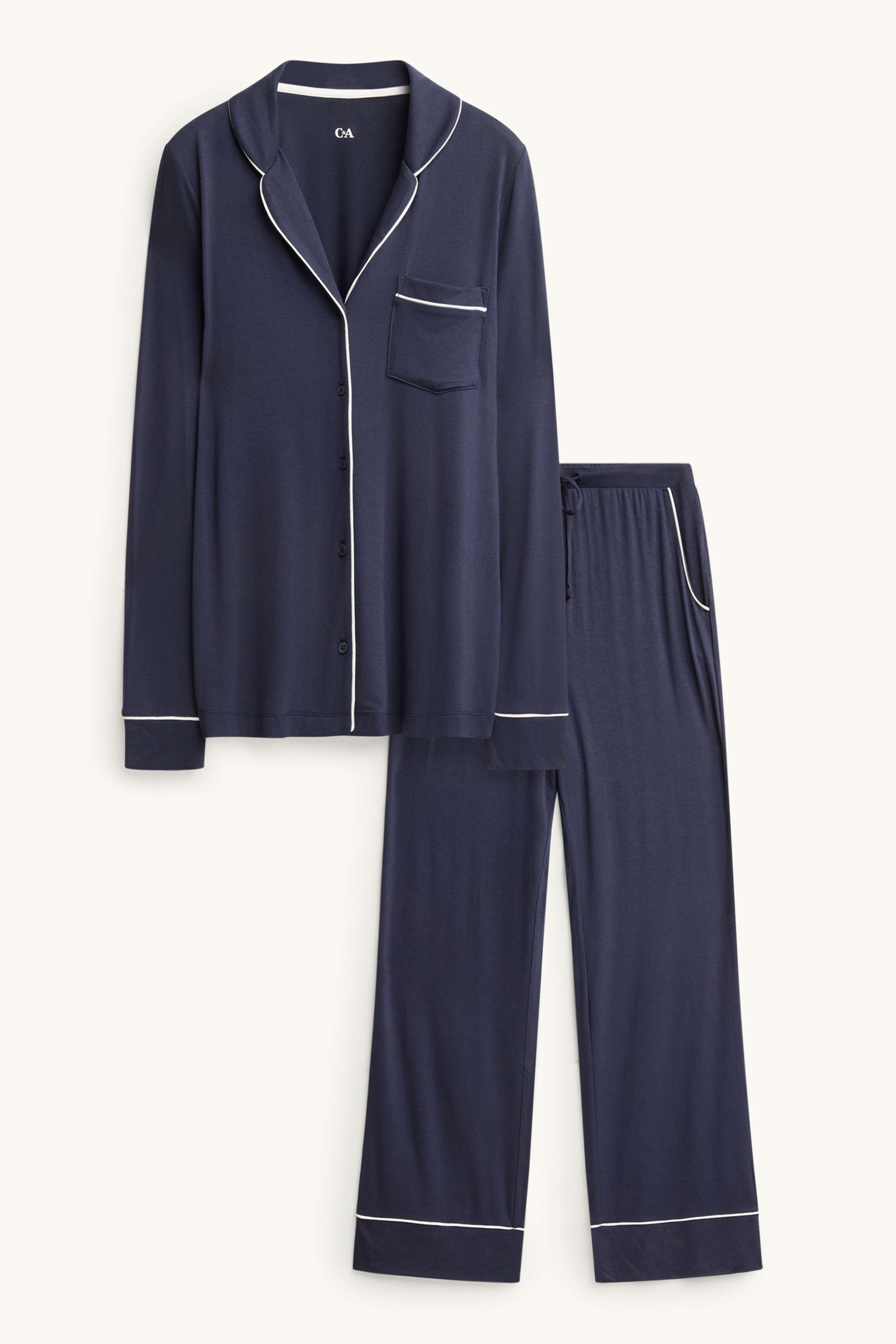 Viscose pyjamas dark blue / white