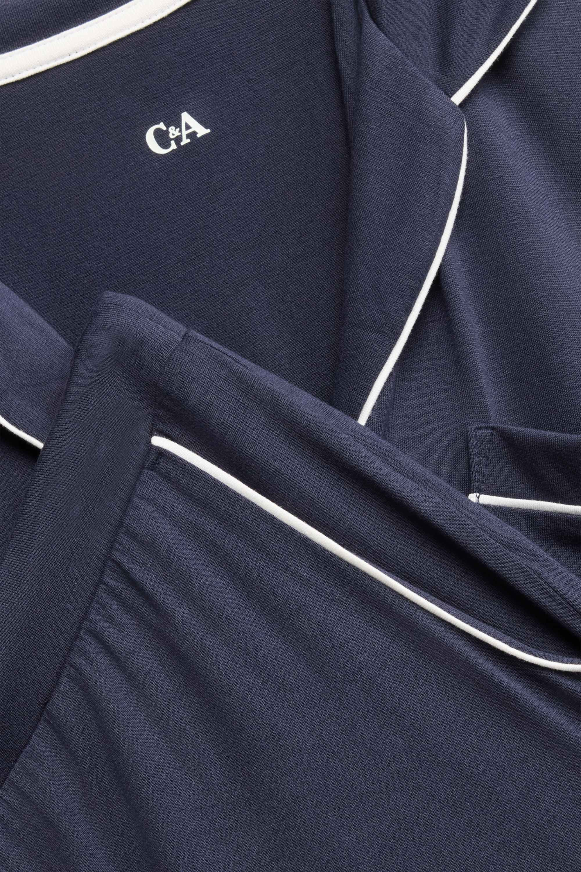 Viscose pyjamas dark blue / white
