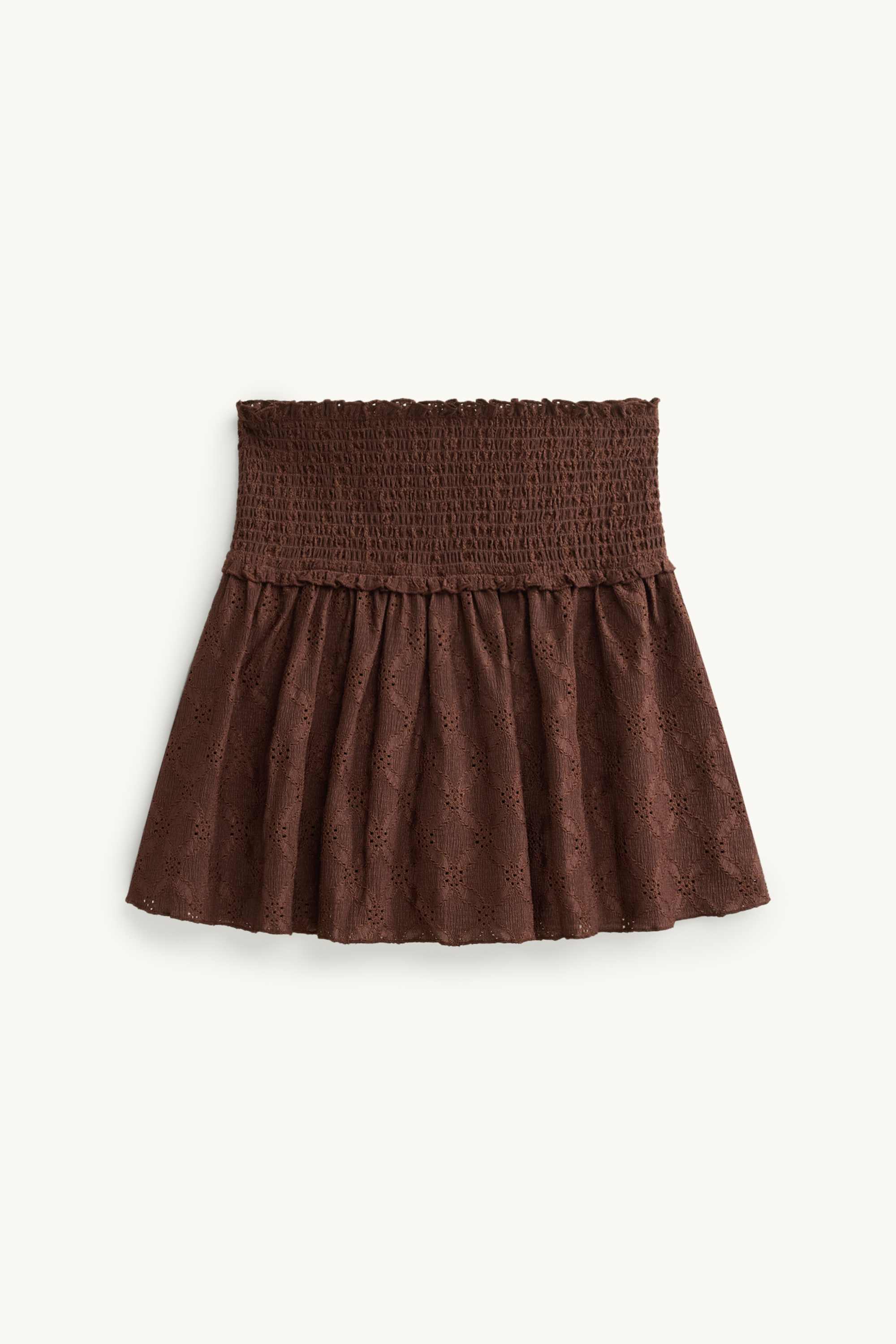 Skirt - broderie anglaise dark brown