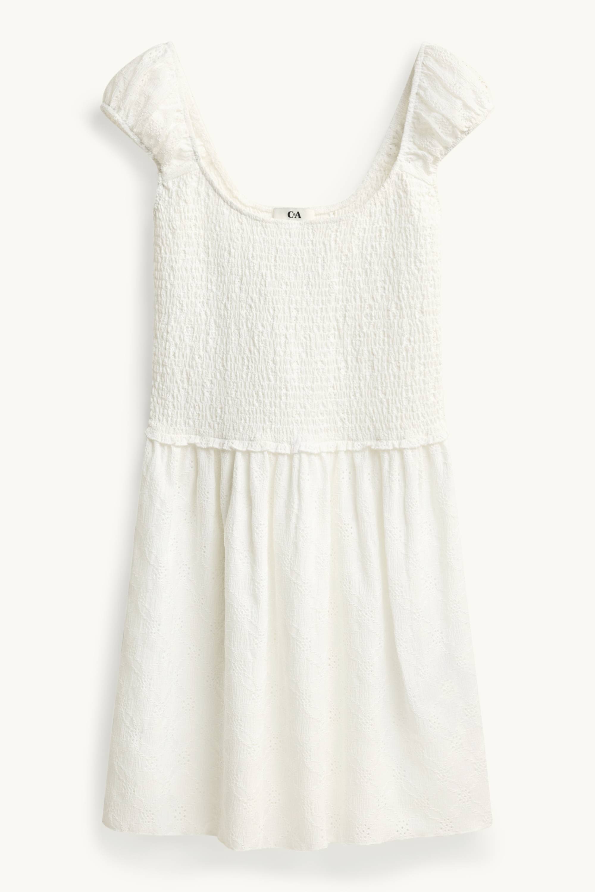 A-line dress - smocked white