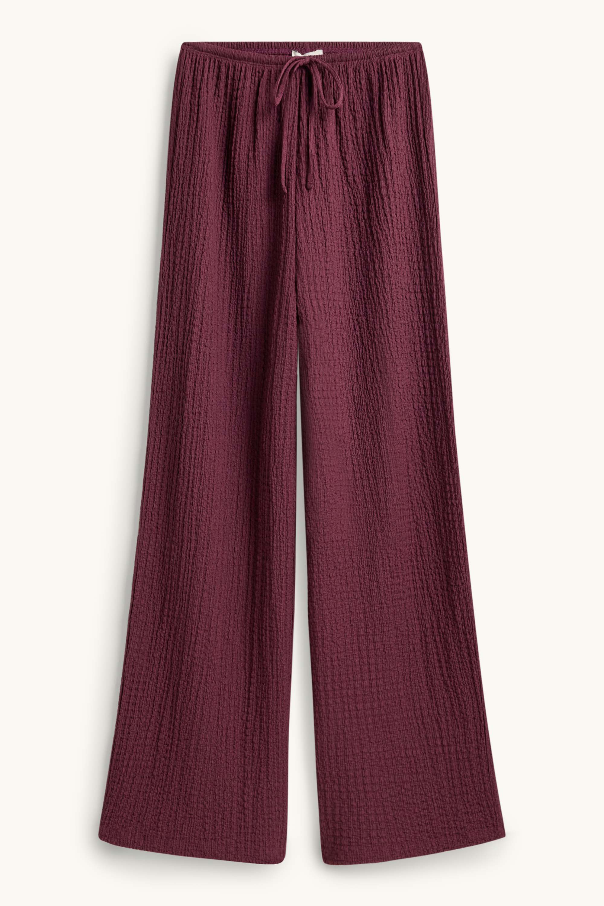 Cloth trousers - mid-rise waist - loose fit - textured dark red