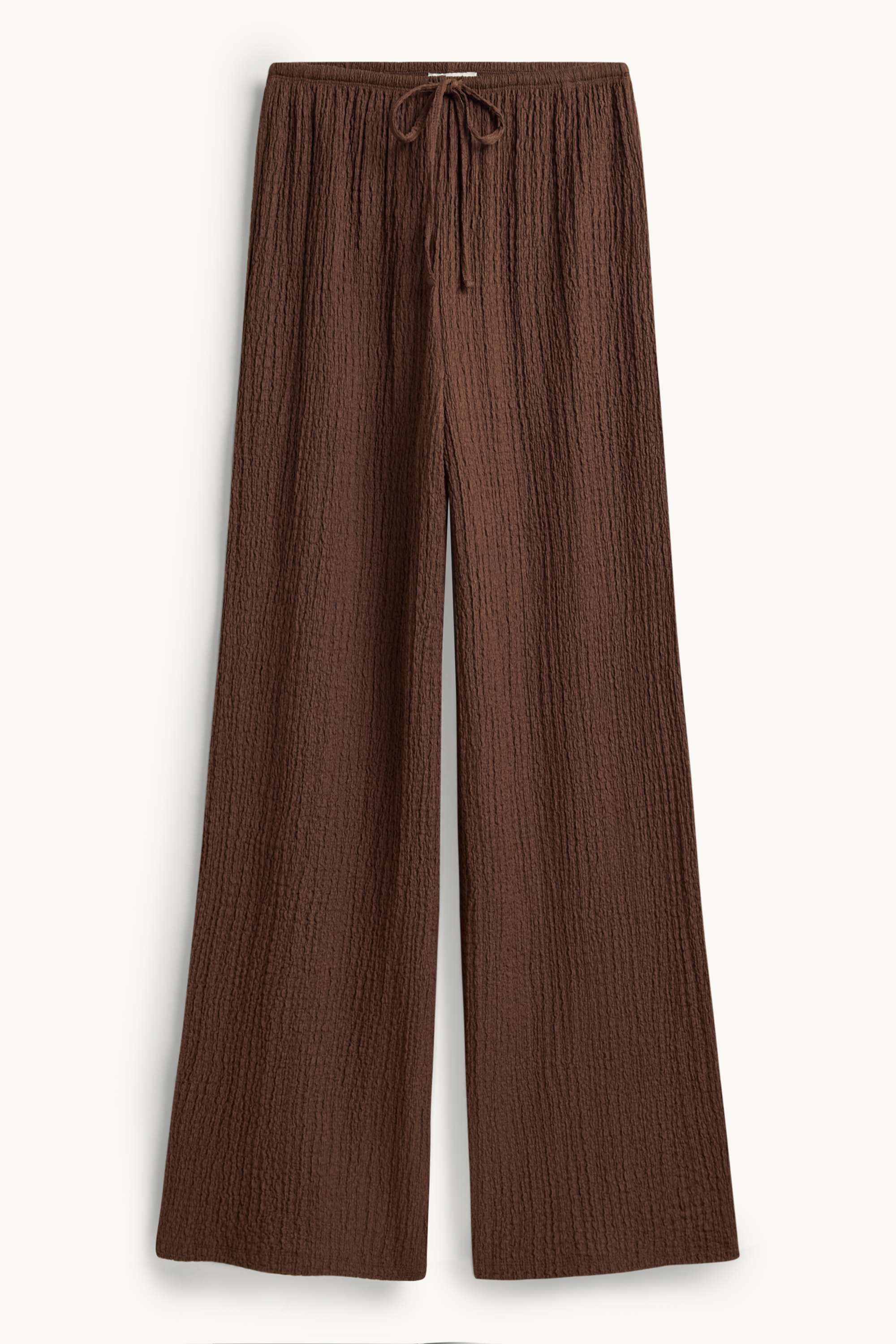 Cloth trousers - mid-rise waist - loose fit - textured dark brown