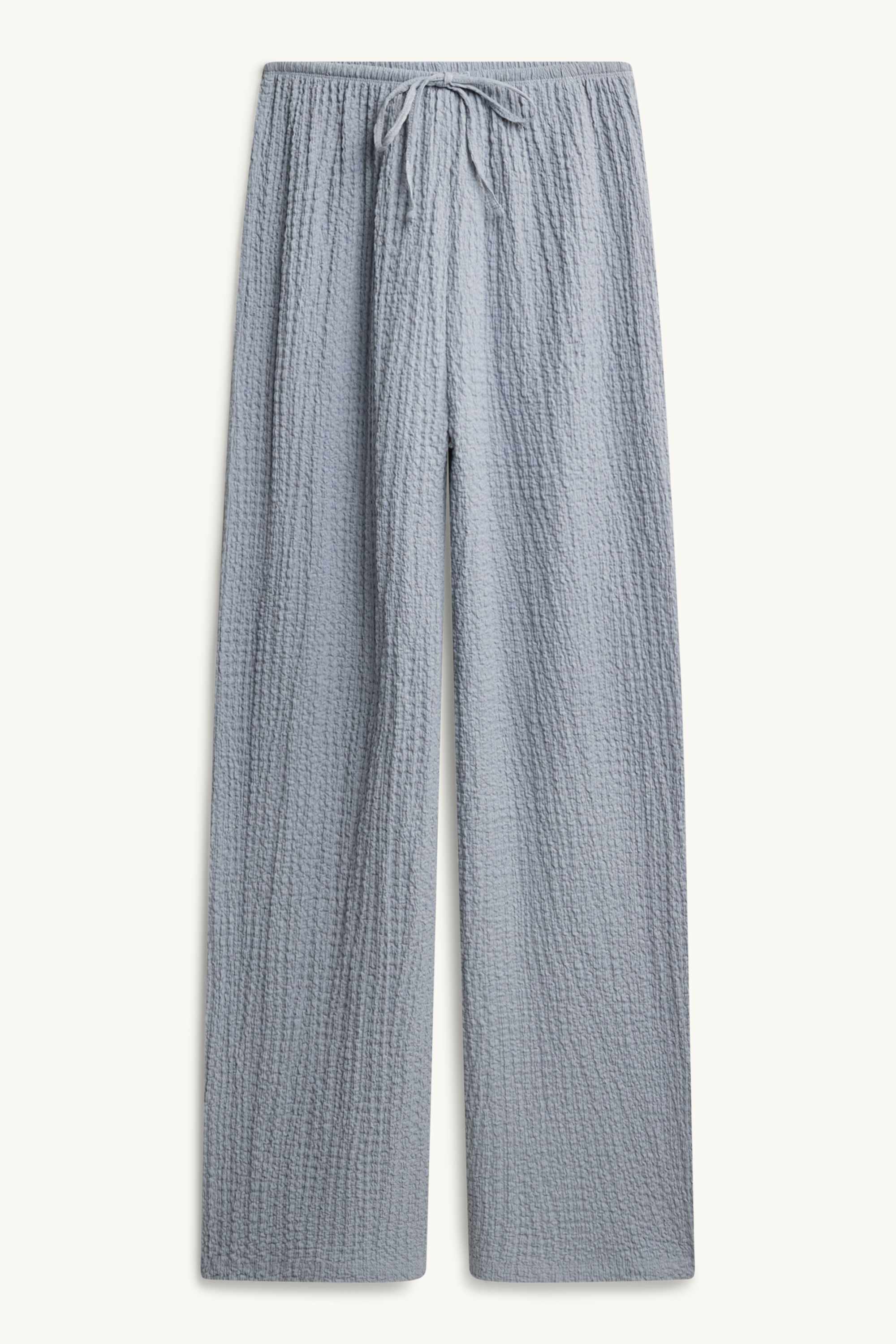 Cloth trousers - mid-rise waist - loose fit - textured light gray