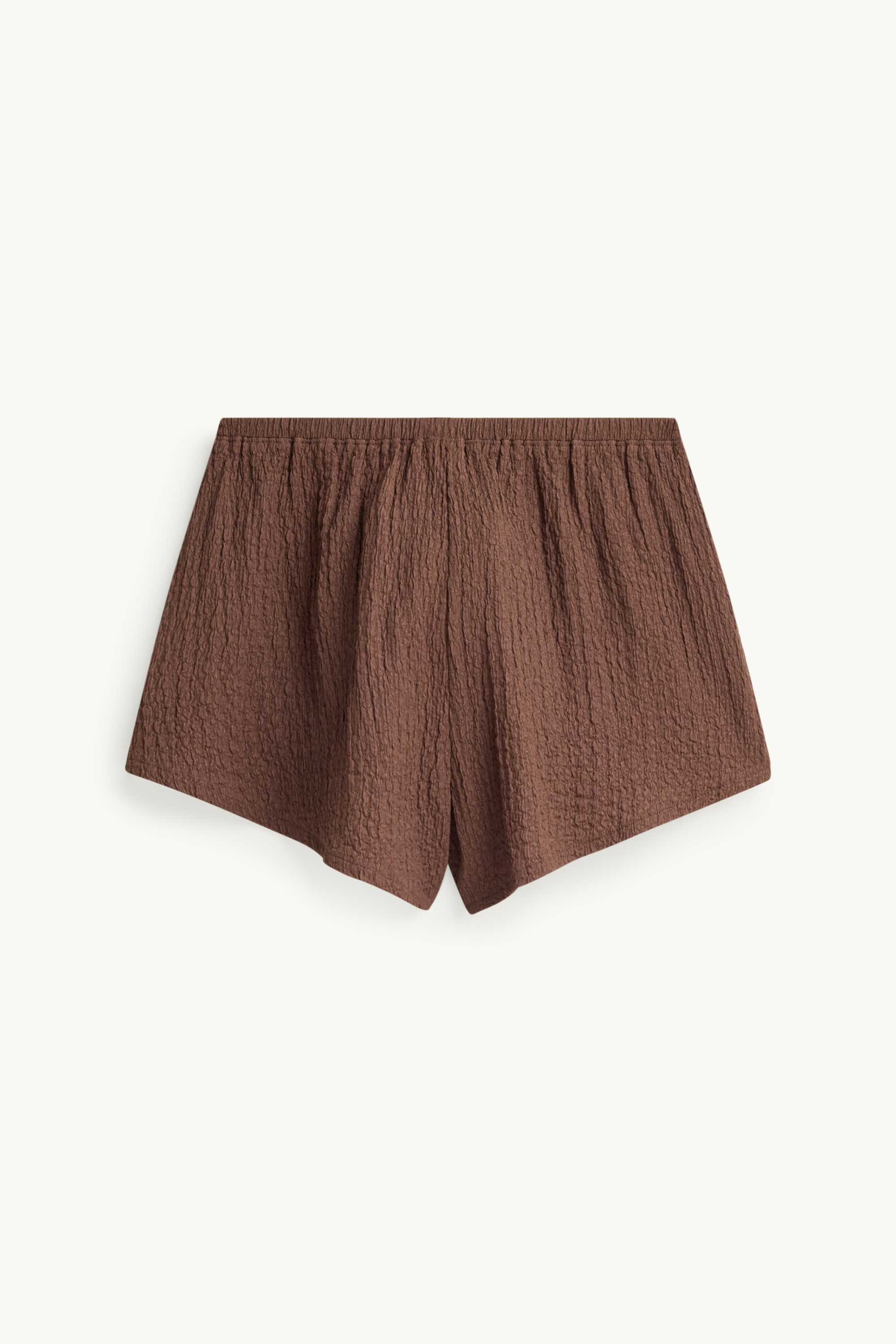 Shorts - mid-rise waist - textured brown