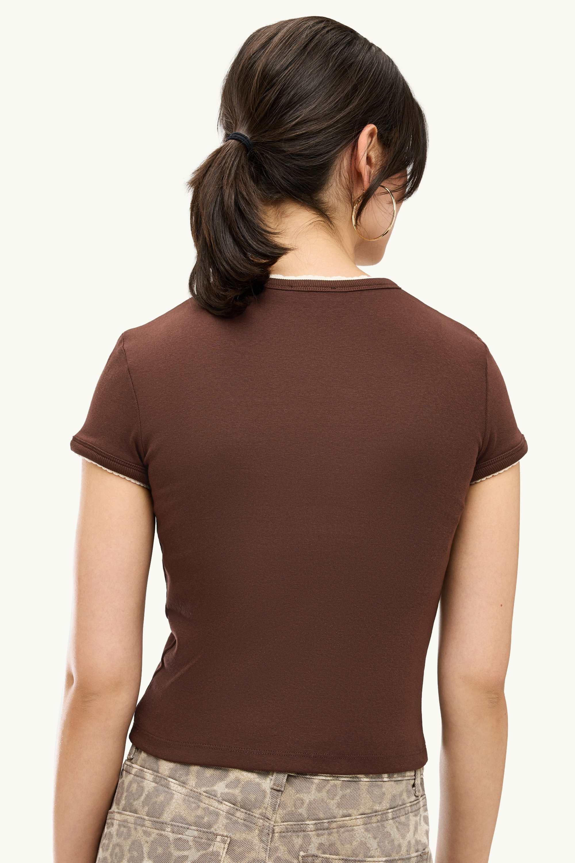 T-shirt - slim fit - 2-in-1 look brown