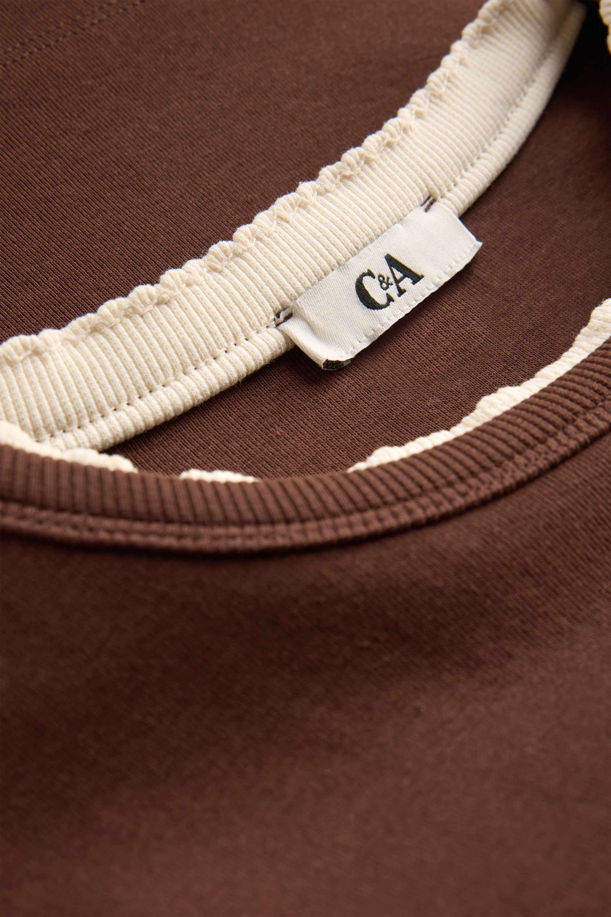 T-shirt - slim fit - 2-in-1 look brown