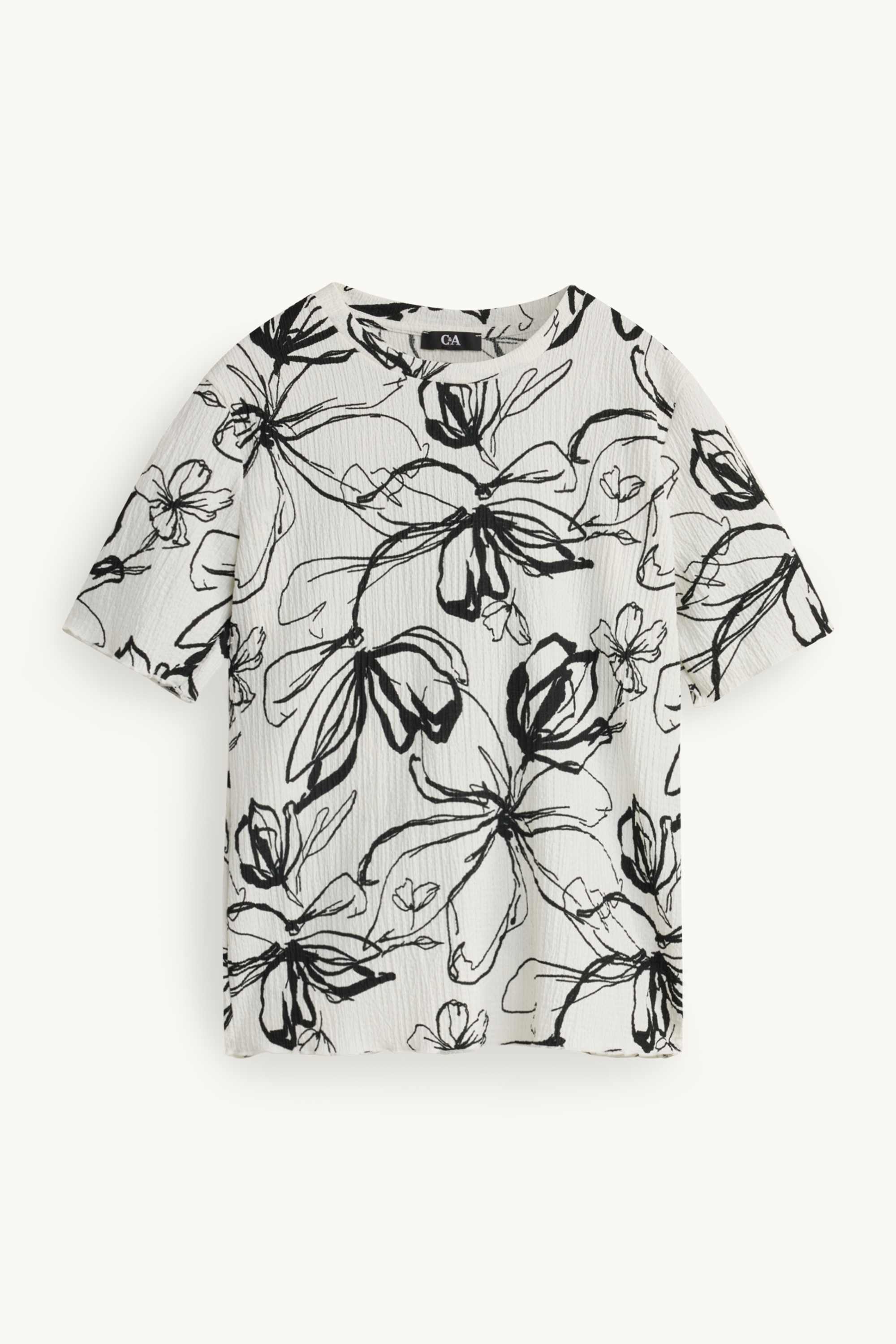 T-shirt - regular fit - floral white / black