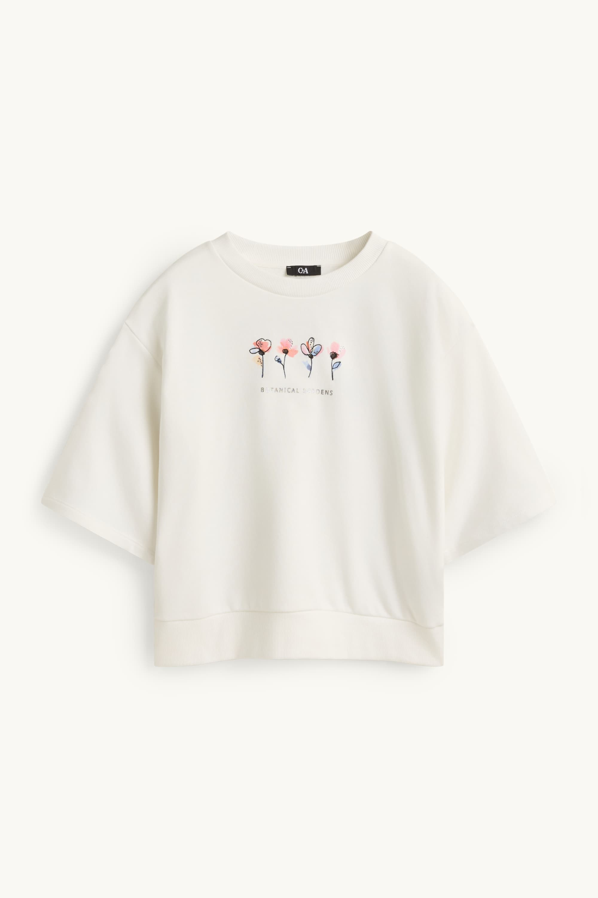 Sweatshirt - floral - shiny white