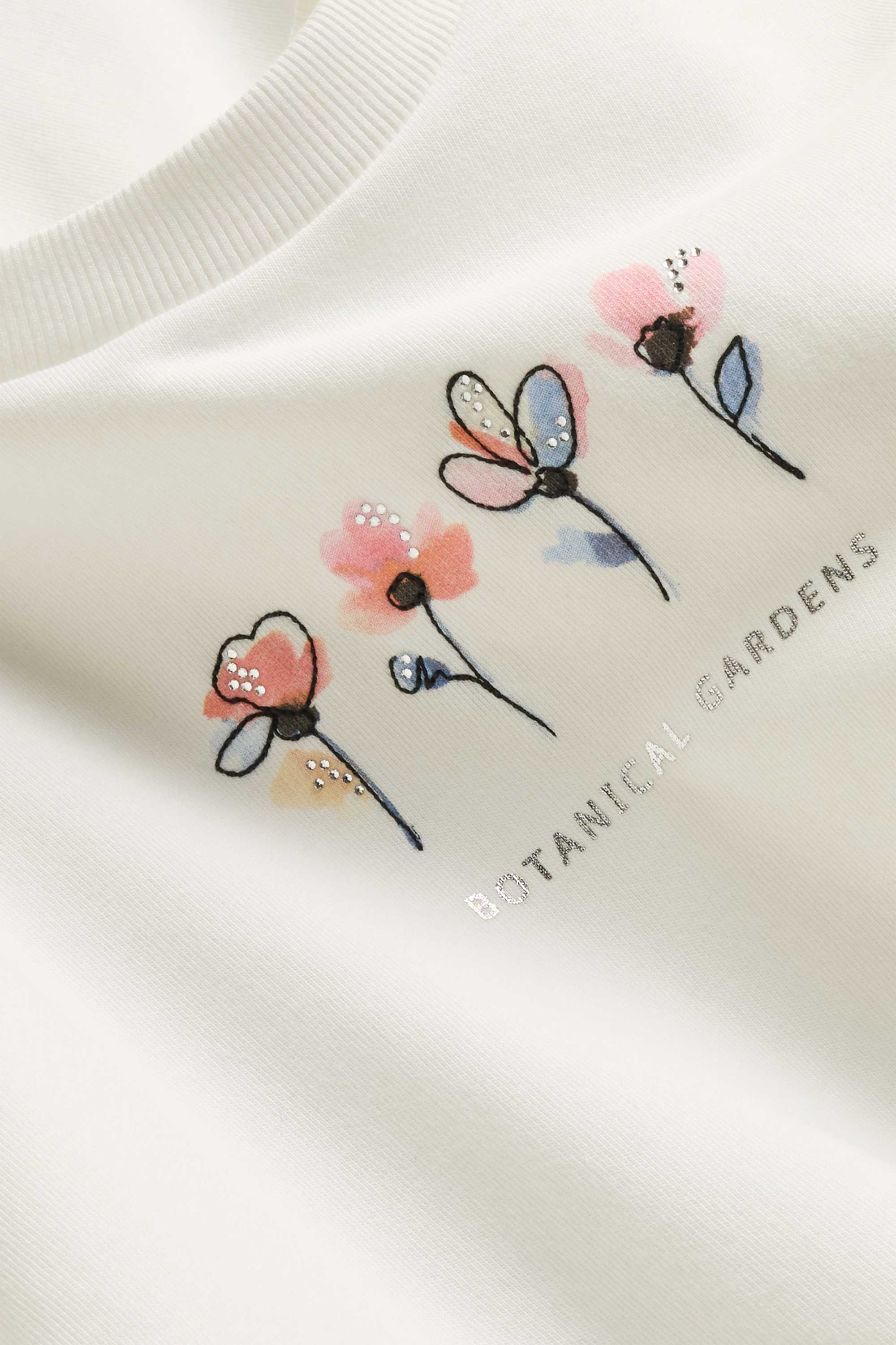 Sweatshirt - floral - shiny white