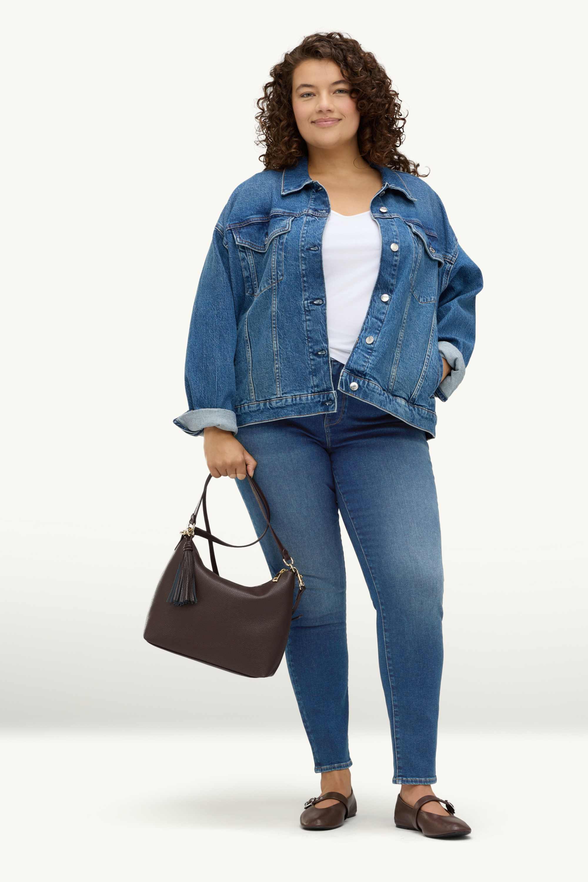 Skinny jeans - mid-rise waist - shaping jeans - LYCRA® blue denim