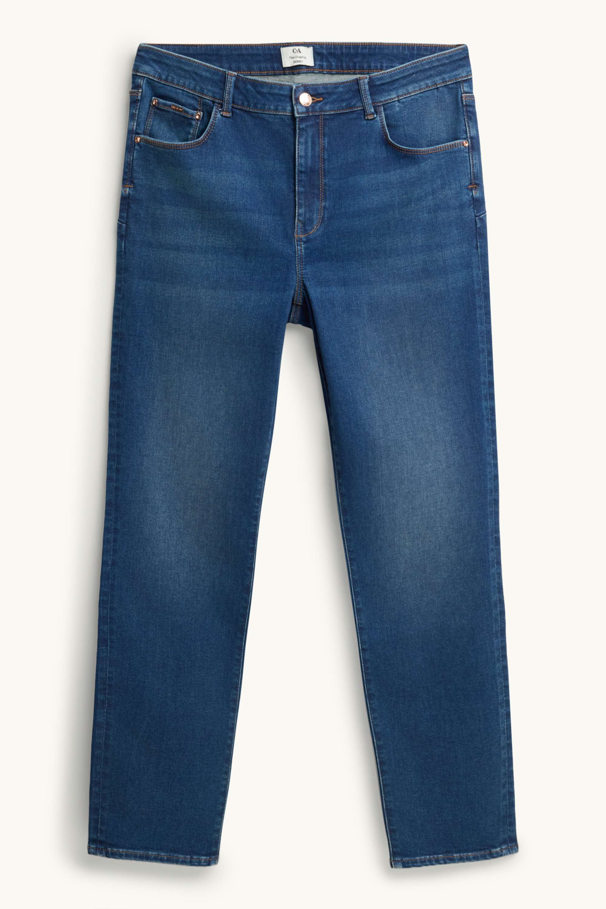 Skinny jeans - mid-rise waist - shaping jeans - LYCRA® blue denim