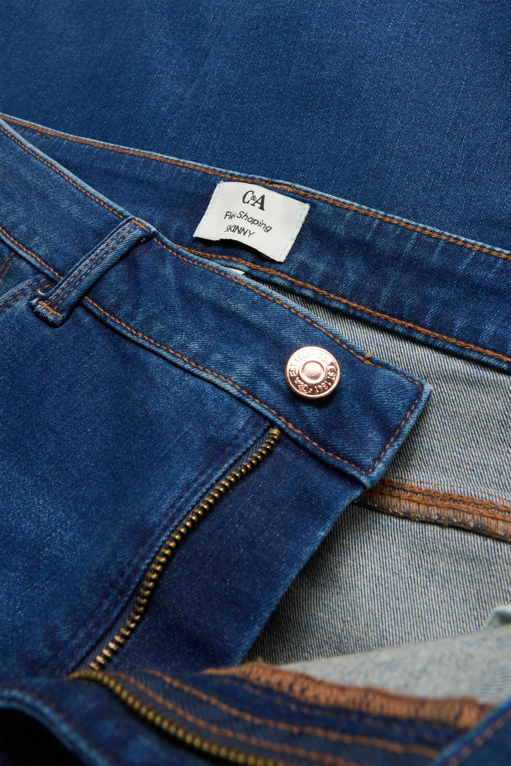 Skinny jeans - mid-rise waist - shaping jeans - LYCRA® blue denim