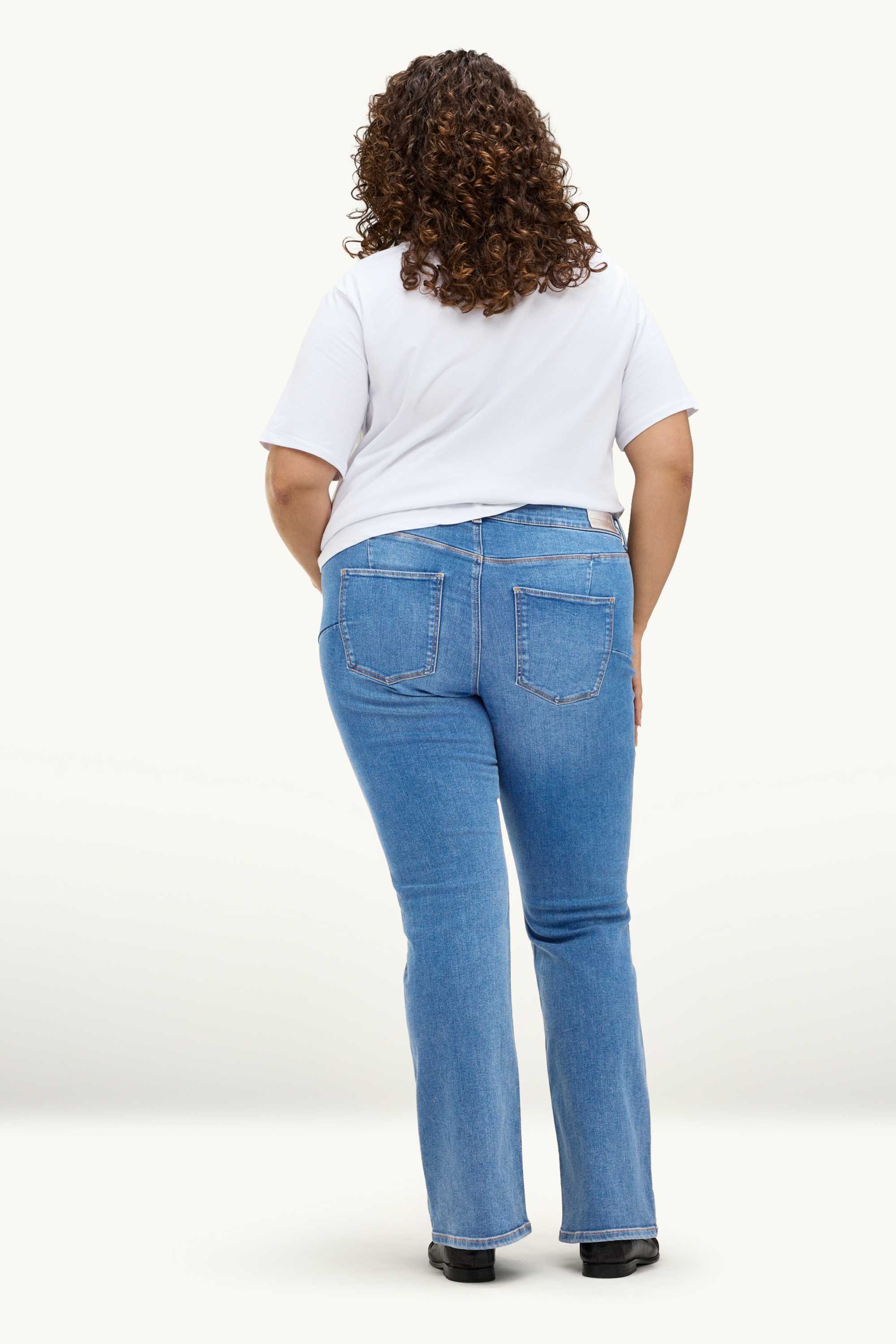 Bootcut jeans - mid-rise waist - shaping jeans - LYCRA® blue denim