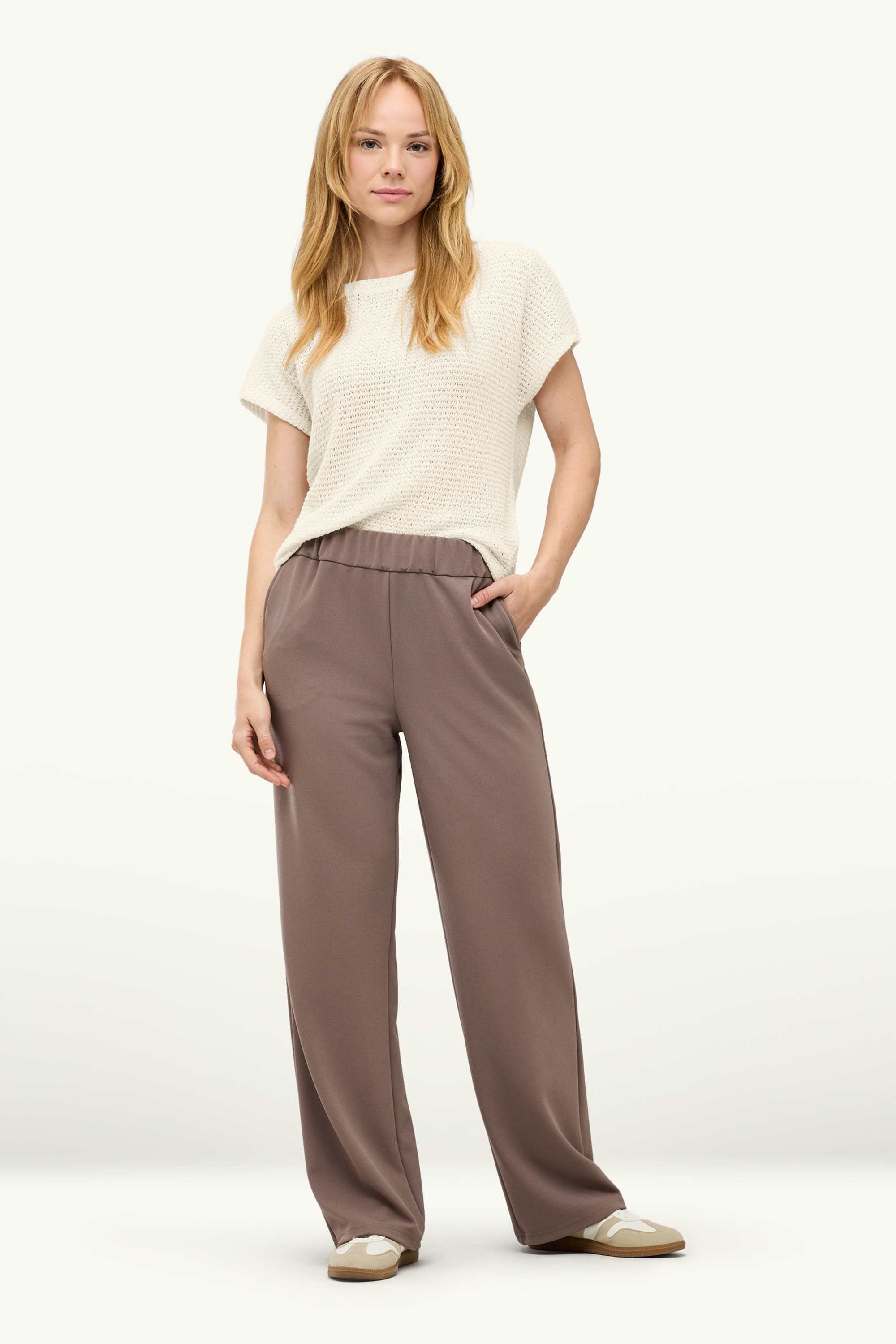 Knitted T-shirt - relaxed fit - textured cremewhite