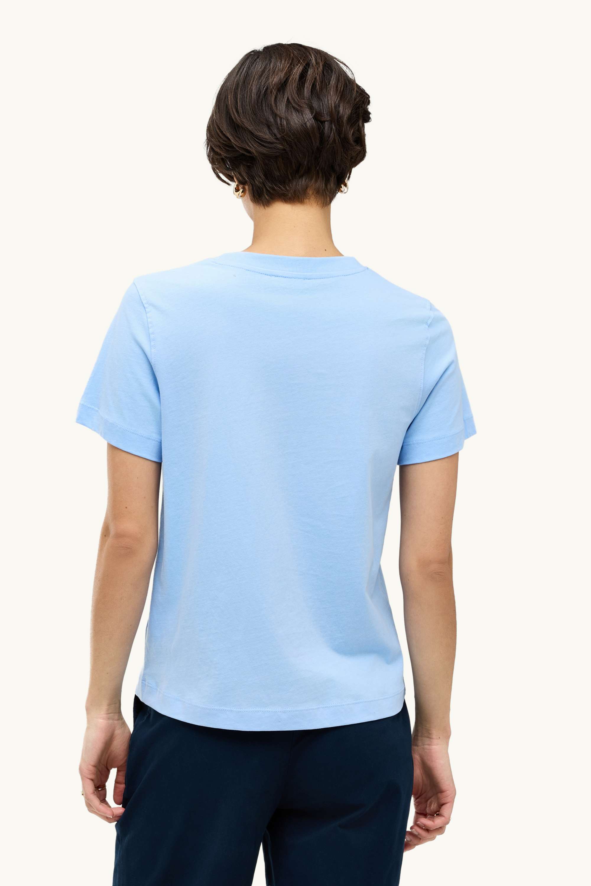 T-shirt - regular fit - embroidered - floral light blue