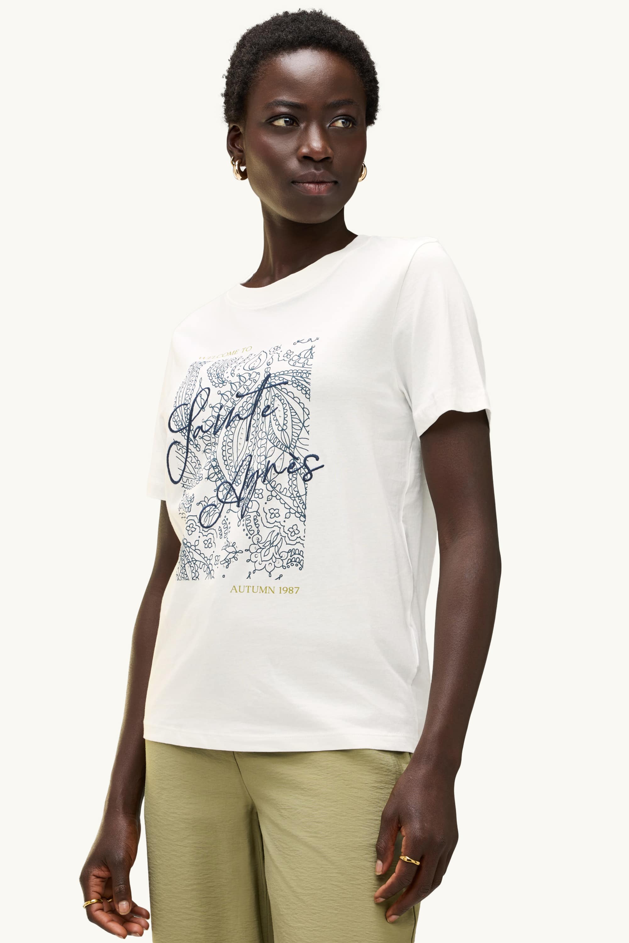T-shirt with rhinestones - regular fit white