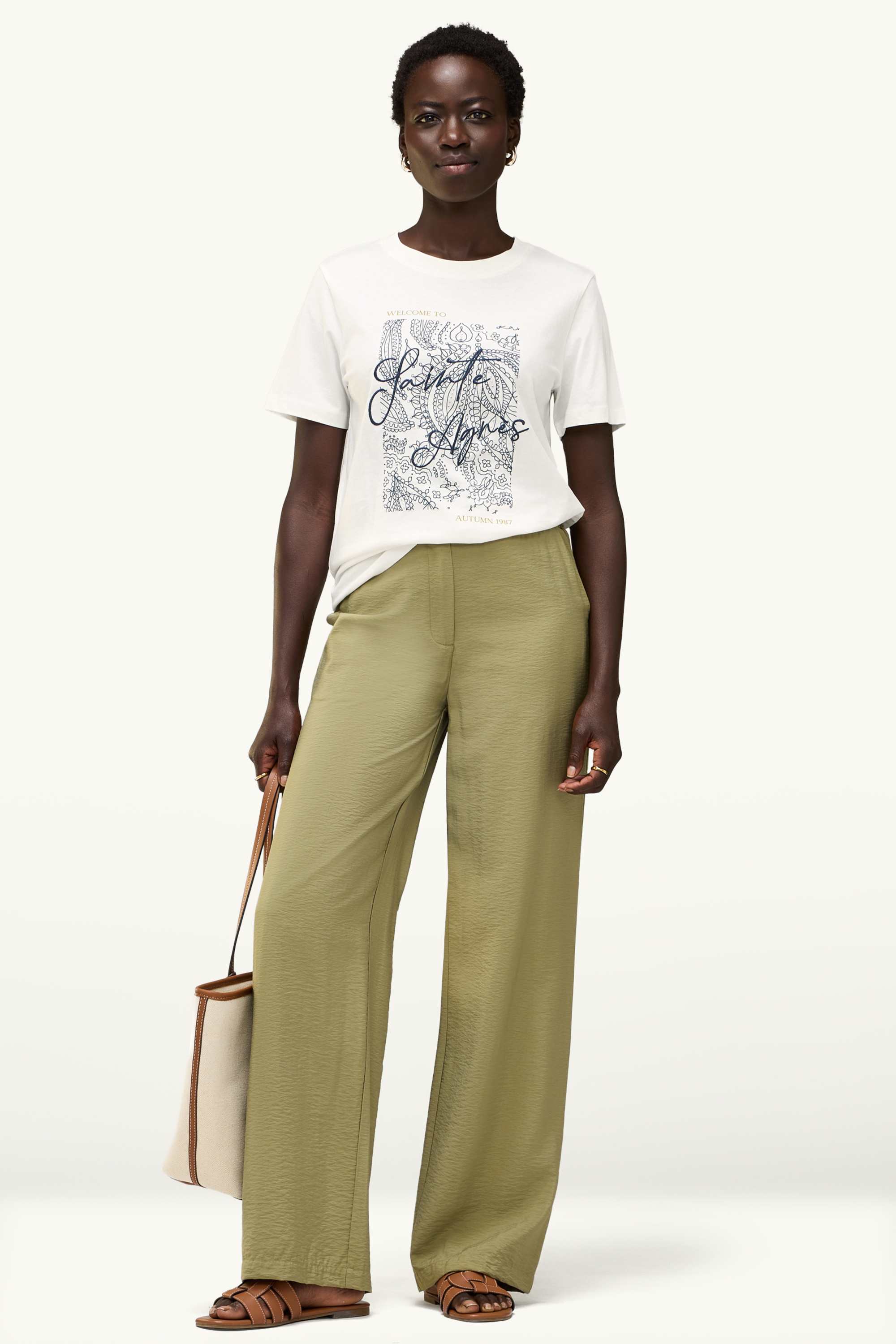 T-shirt with rhinestones - regular fit white