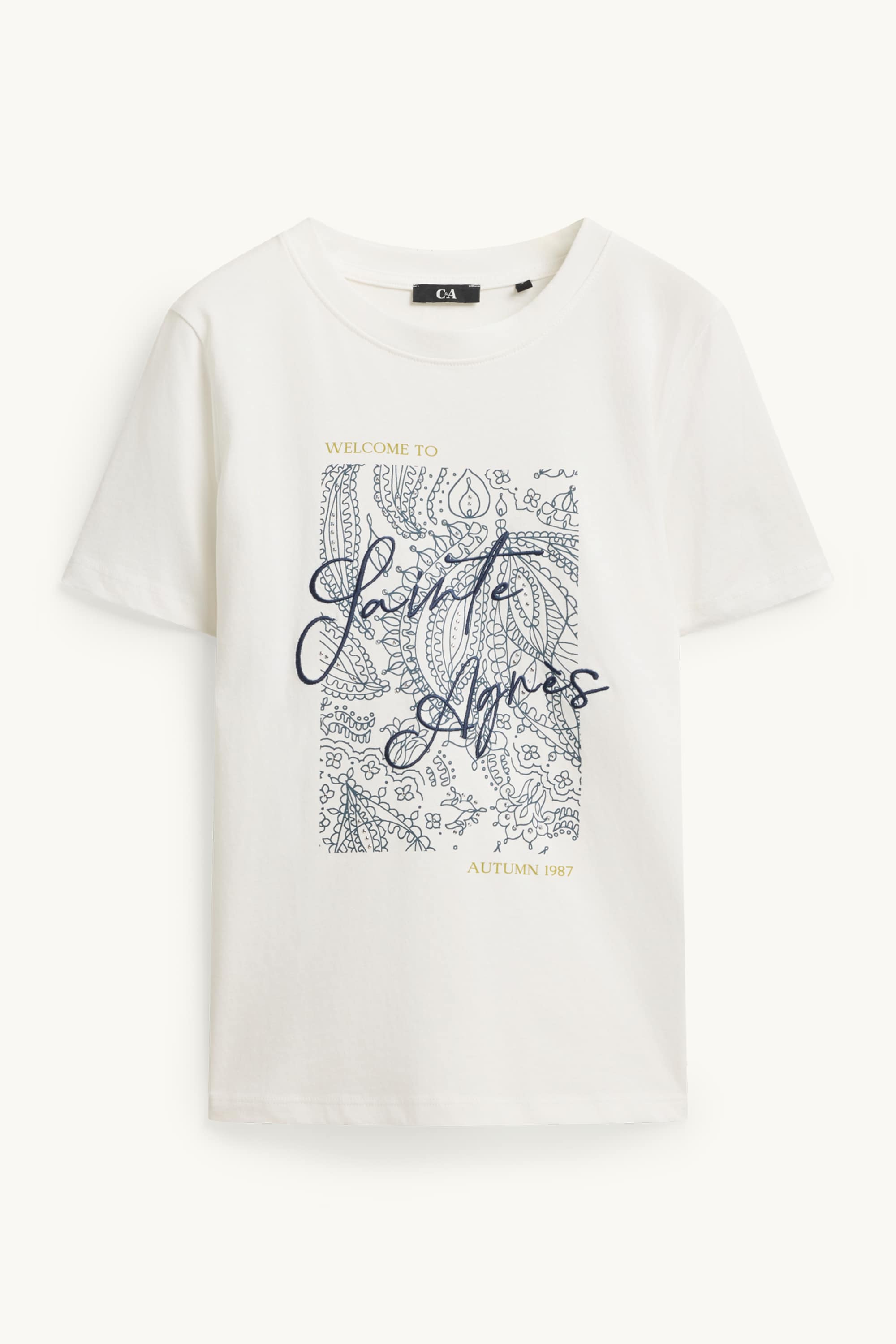 T-shirt with rhinestones - regular fit white